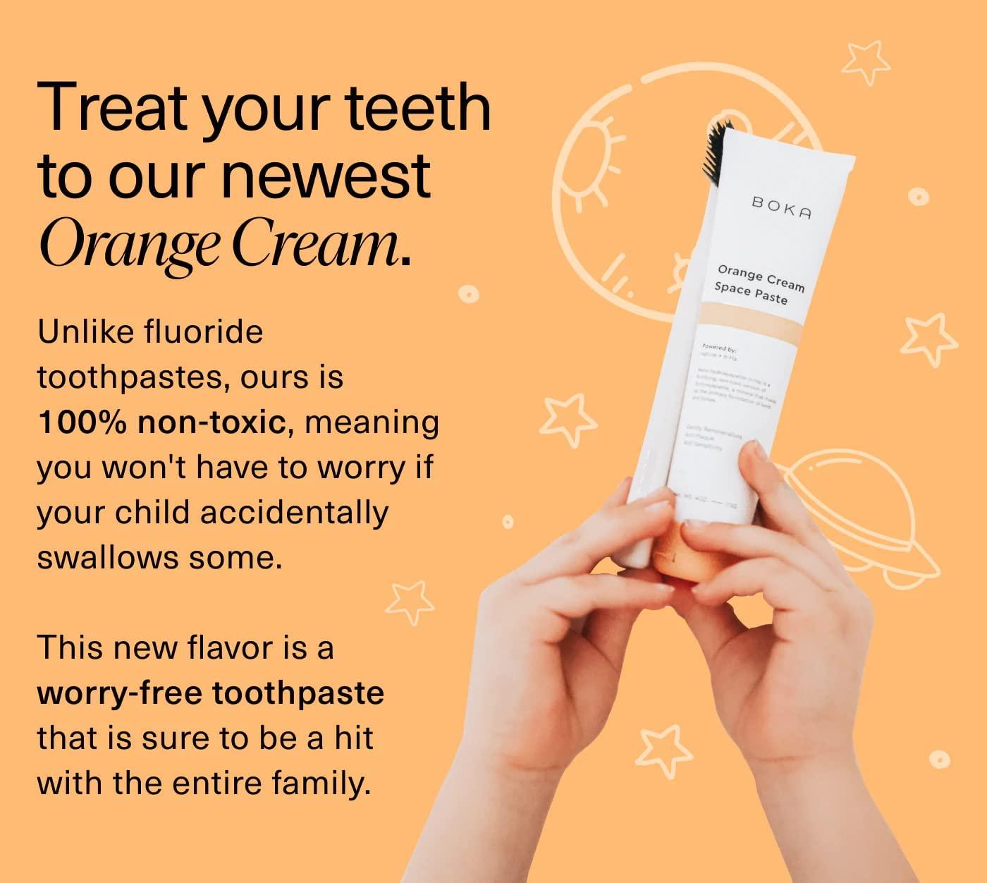 Boka Orange Cream Natural Toothpaste, NanoHydroxyapatite for Remineralizing, Sensitivity and