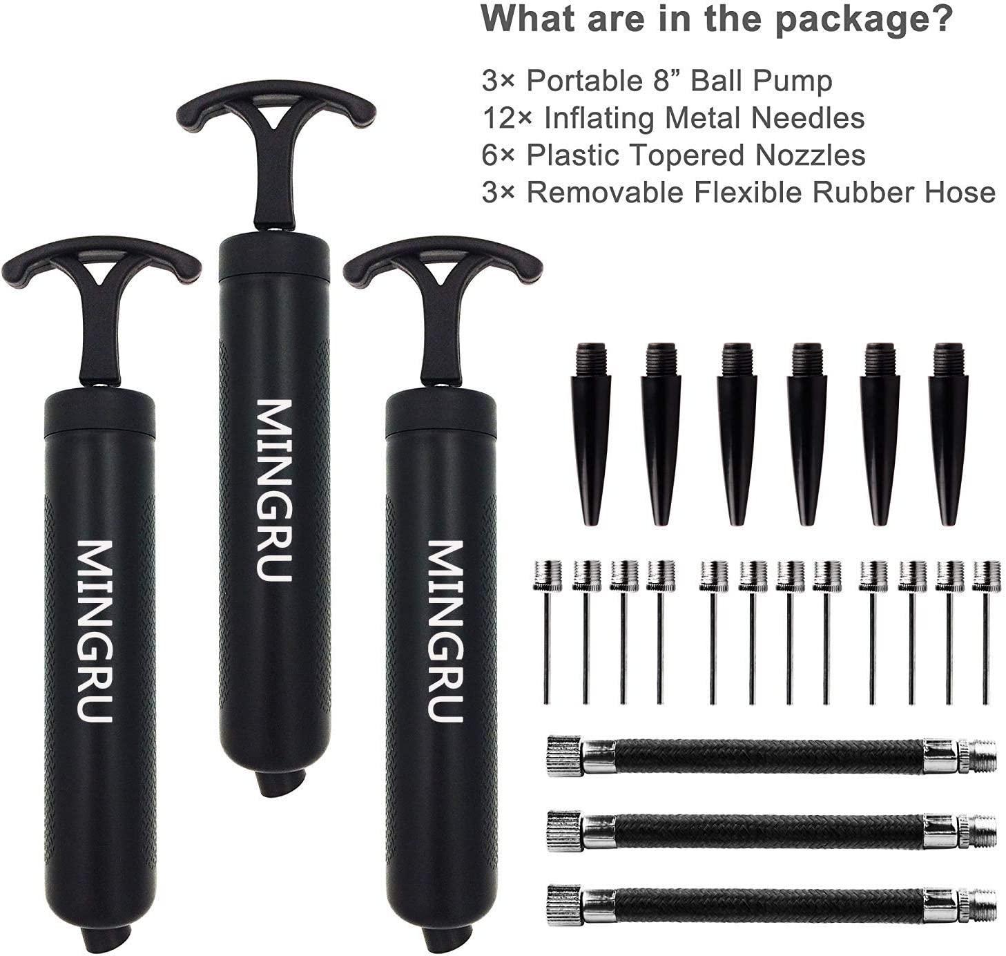 MINGRU Ball Pump for Basketball, Soccer, Volleyball, Rugby, Water Polo