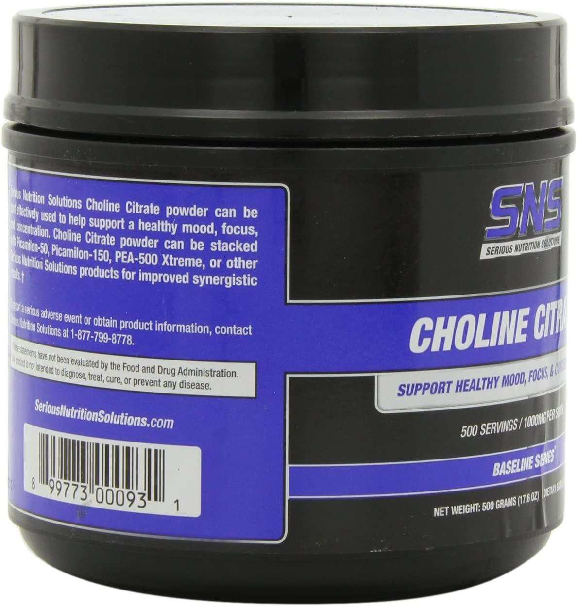Serious Nutrition Solution Choline Citrate Powder, 500 Grams
