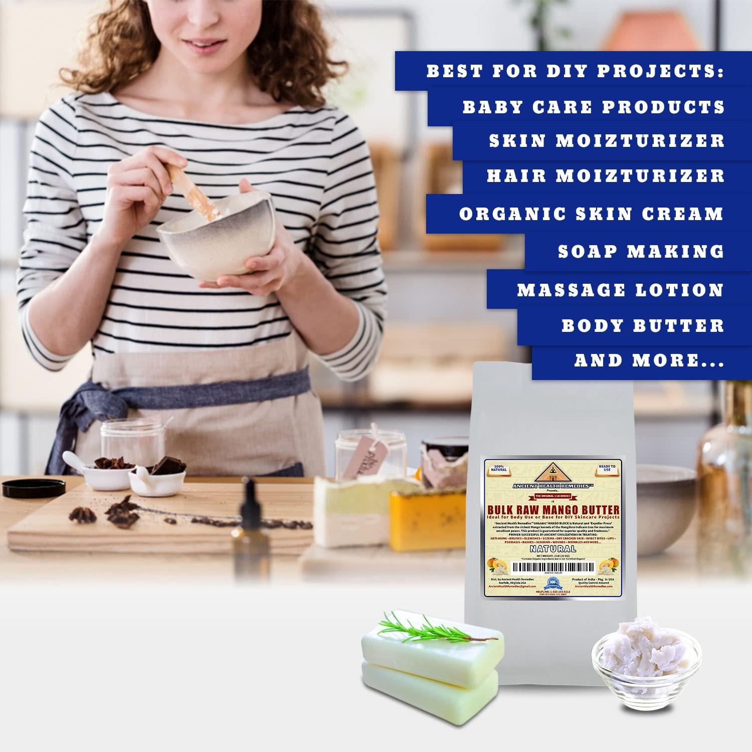 Organic Unrefined Raw MANGO BUTTER JAR/BLOCKS Bulk, Light Mango Aroma