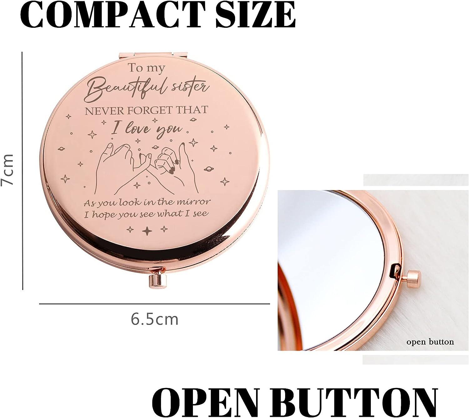 Sister Gifts from Sister - to My Sister Compact Mirror Gifts Sister Gifts  Compact Mirror for Big/Litter Sister Birthday Gifts for Sister Friendship  Valentine Mothers Day Thanksgiving Idea Rose Gold-sister-2 rose go