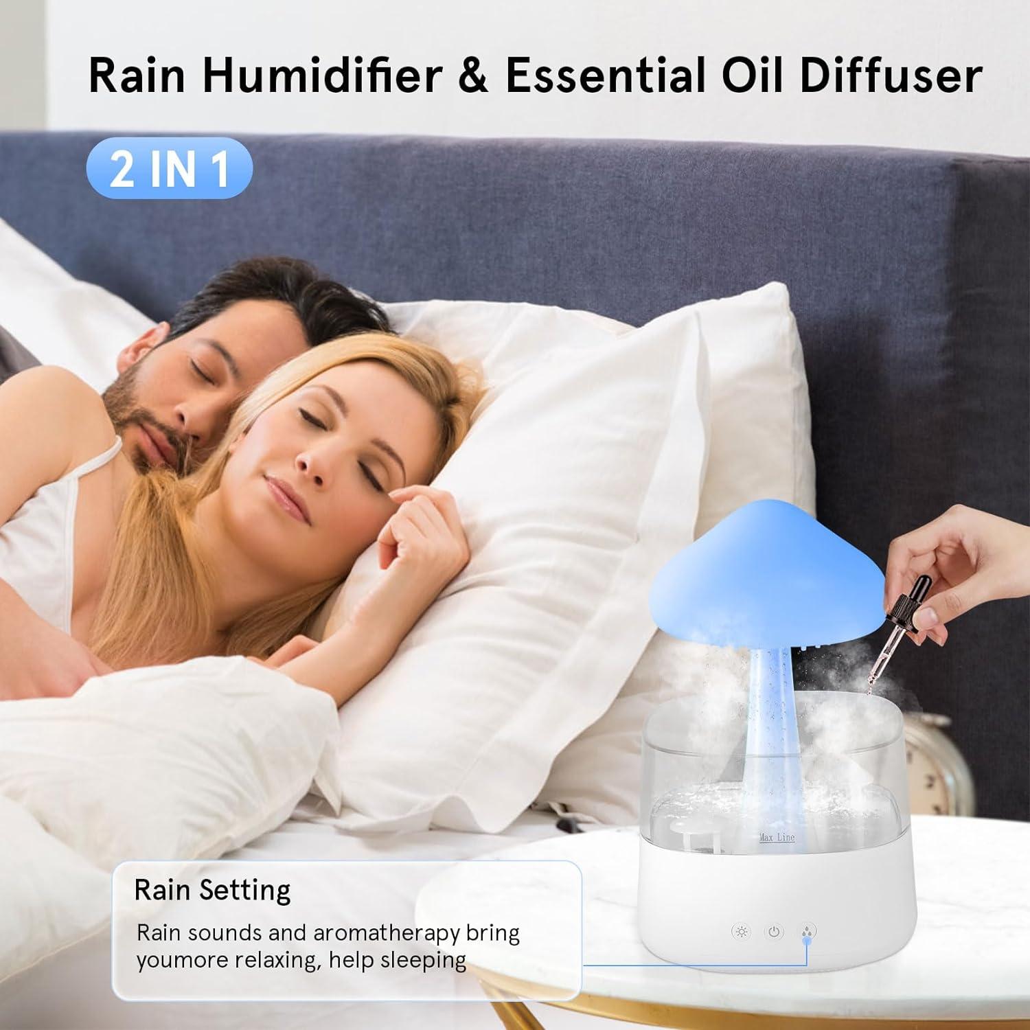 Rain-Cloud Humidifier, 450 ml, Regen Wolken Luftbefeuchter mit 3 modi und 7 Farben, LED-Lichtern Aroma Diffuser, Nano-Nebel Regen pilz Lampe für Kinderzimmer, Schlafzimmer, Zuhause, Büro(Weiß