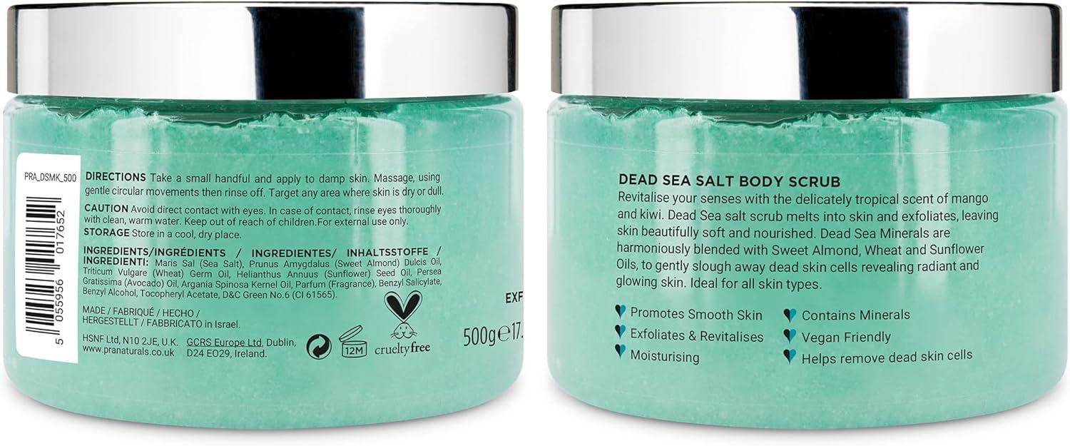 PraNaturals Revitalising Dead Sea Body Scrub 500g Nourishing Skin Exfoliating Salt Scrub Rich in