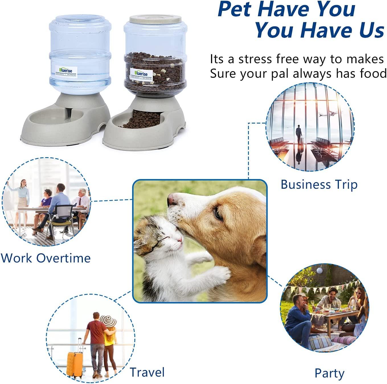 Automatic Pet Feeder & Water Dispenser - Gravity Refill System For Dogs & Cats, BPA-Free