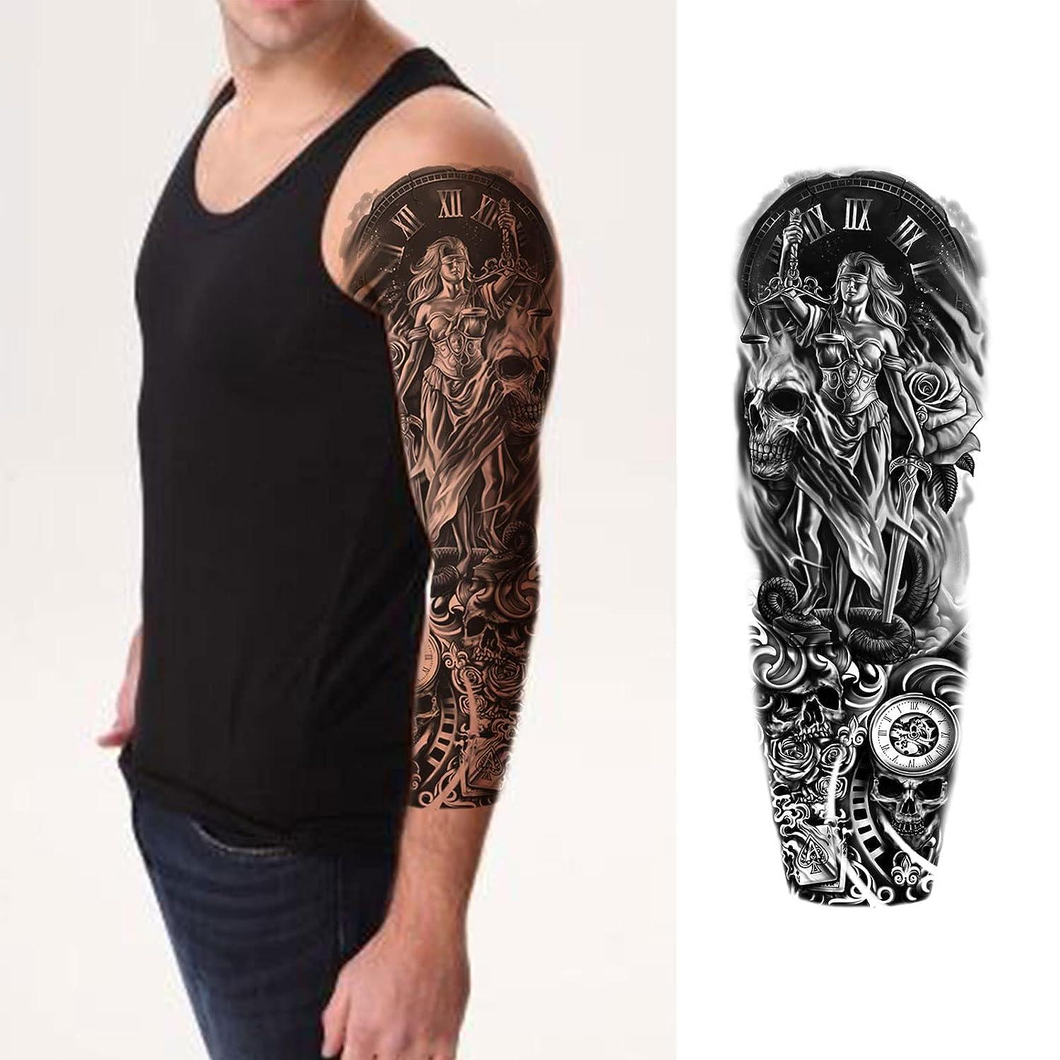 19Pcs Wolf Scorpion Full Arm Half Sleeve Fake Temporary Tattoo Sticker For Man 19sheets