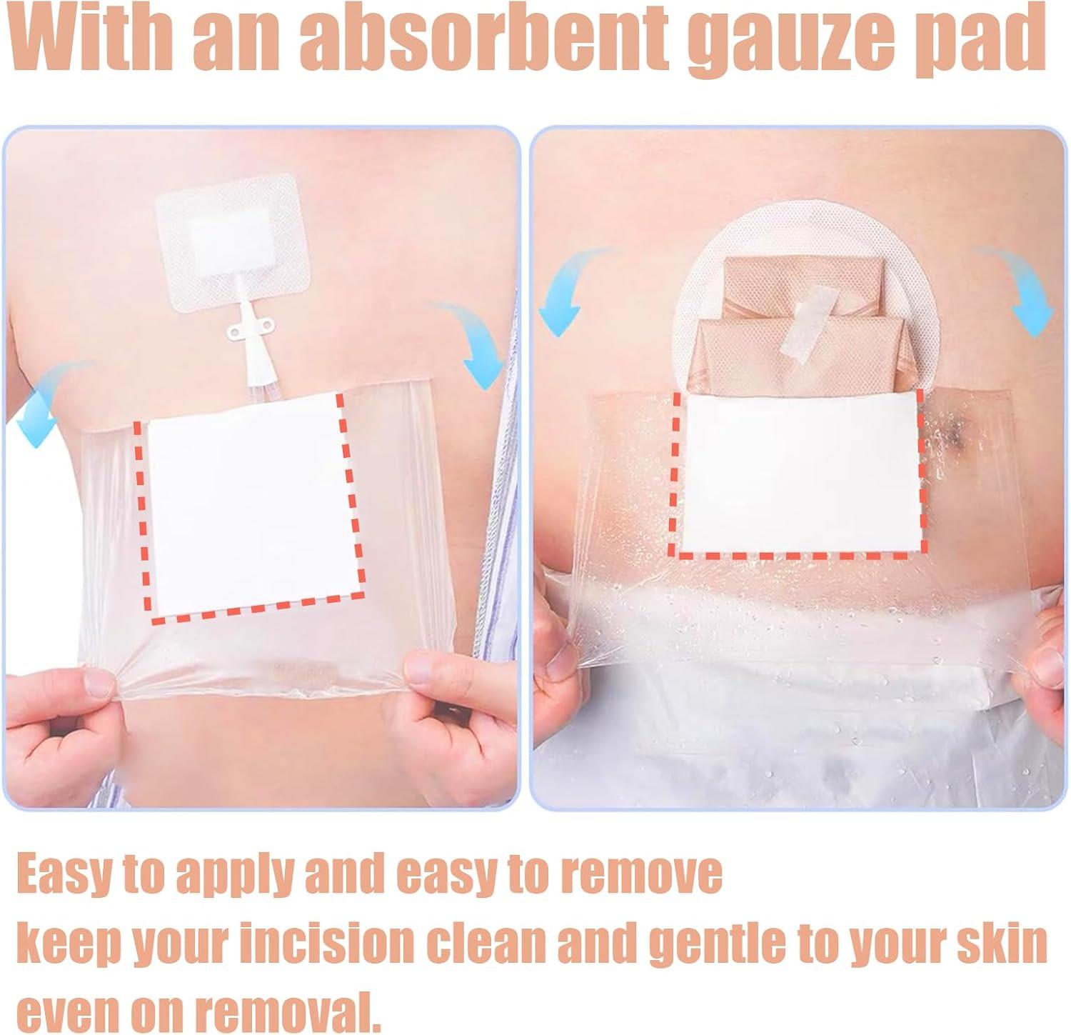 Waterproof Wound Bandage Patches With Absorbent Gauze Pads, Large Wound Dressings Pads,Post Surgical Shower Wound Cover Protector,10PCS