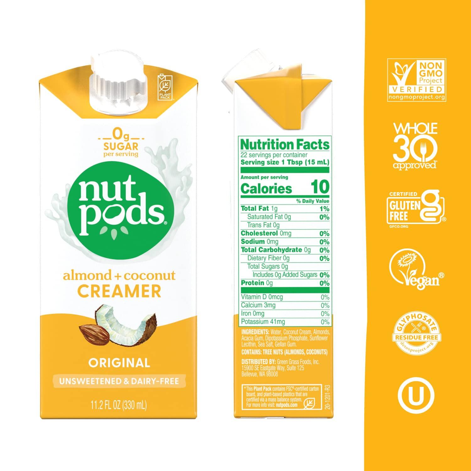 nutpods DairyFree Creamer Unsweetened 11.2 FL OZ (Original 12pack