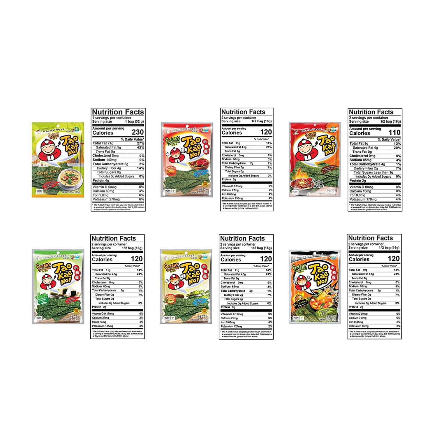 Peaceful Squirrel Variety Tao Kae Noi Thai Crispy Seaweed 6Pack