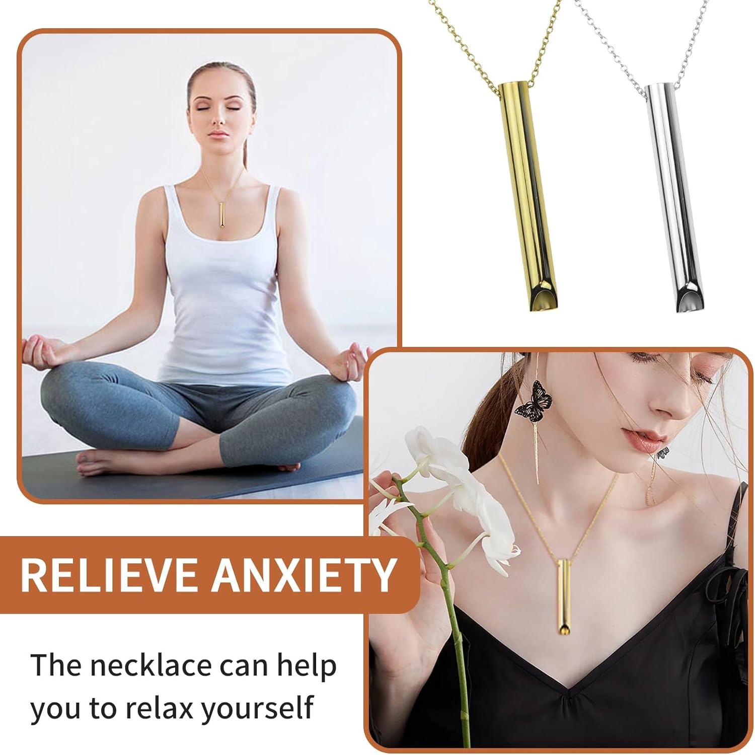 Anxiety Relief Necklace 2pcs Mindful Breathing Necklace for Stress & Anxiety Relief Stop Smoking Breathing Exercises Meditation Stress Relief