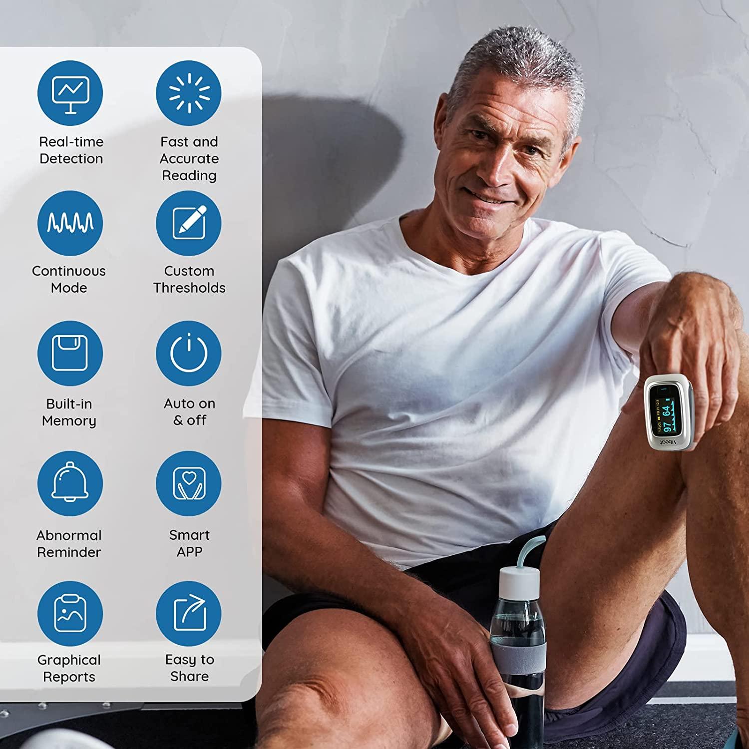 Vibeat Bluetooth Fingertip Pulse Oximeter with Pulse Rate Blood Oxygen