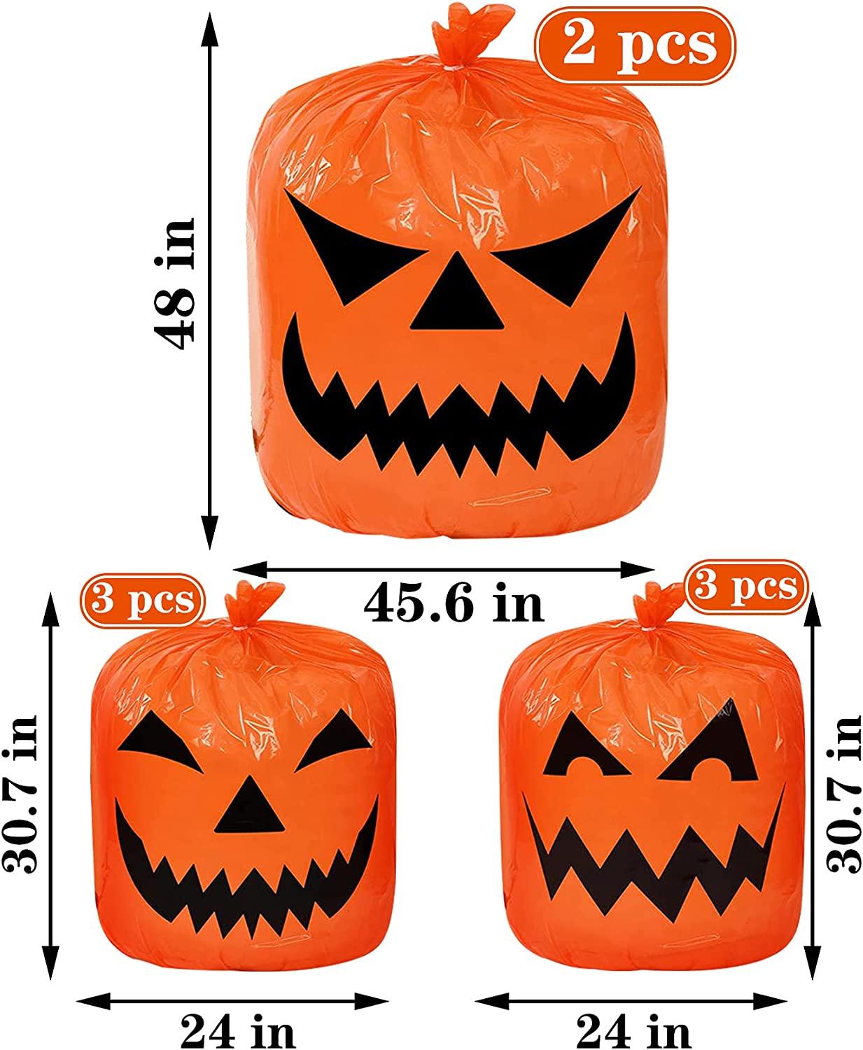 N/C 8PCS Pumpkin Leaf Bags Halloween Leaf Bags Pumpkin Trash Bags