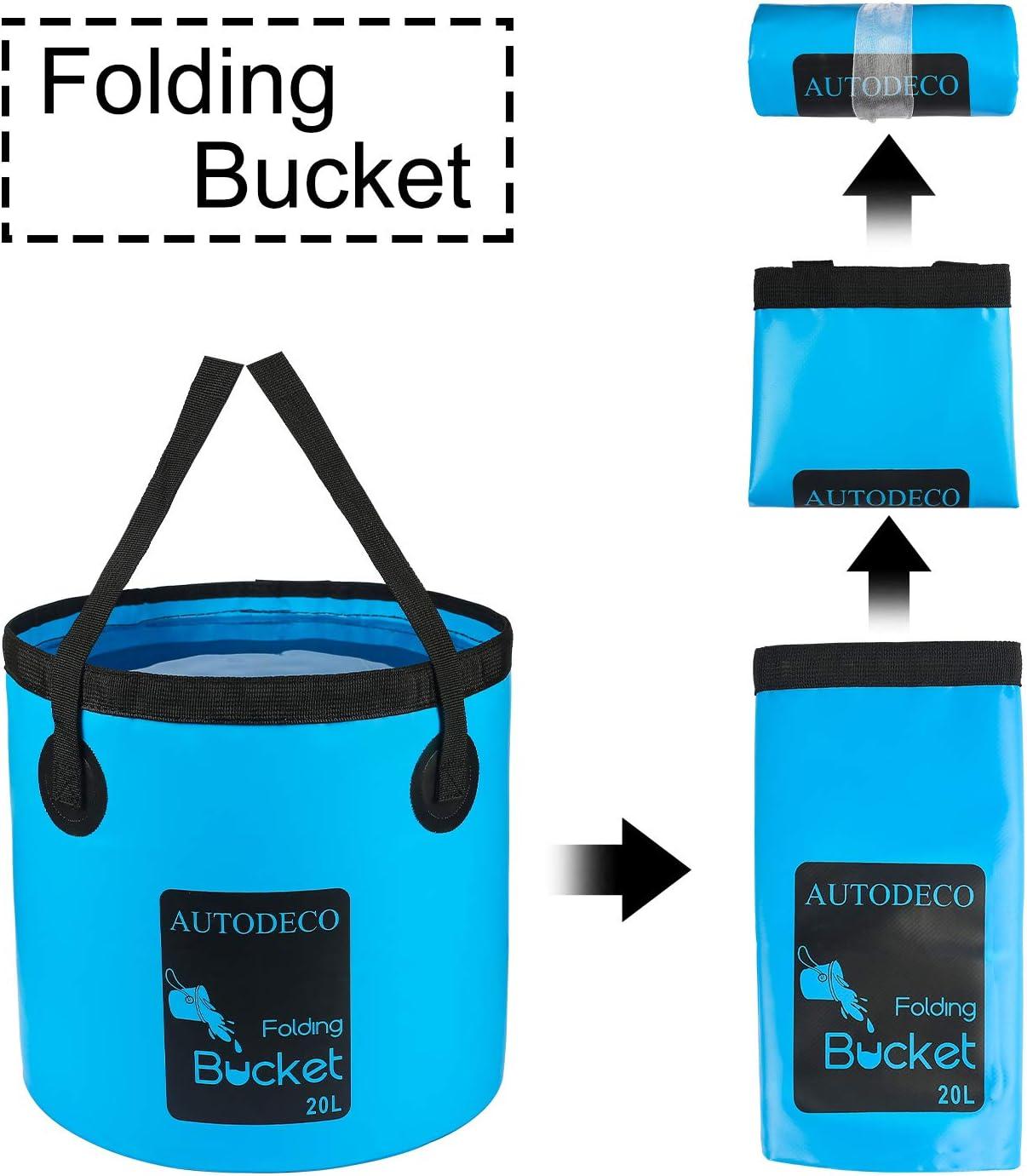 Collapsible Bucket with Handle, Lightweight Folding Water Container 5  Gallon (20L), Portable Collapsible Bucket for Fishing, Camping, Hiking,  Outdoor