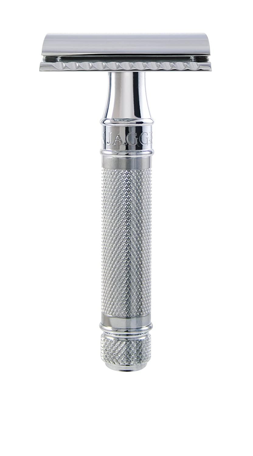Edwin Jagger Double Edge Safety Razor, Knurled, Short Handle, 5 blades