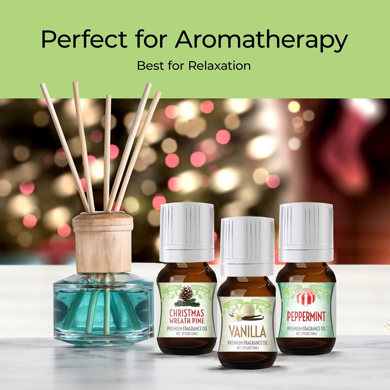 Winter Essential Oil Set of 6 Fragrance Oils - Christmas Wreath Pine  Vanilla Peppermint Cinnamon Sugar Cookie and Gingerbread by Good Essential  Oils