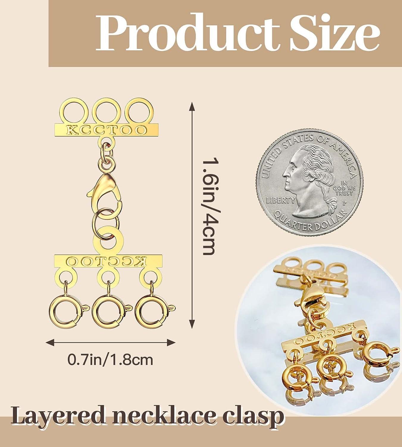 OHINGLT Necklace Connectors for Multiple Necklace Layering Clasps,Multi  Strand Clasps Gold and Silver Layered Look for Layering Without Getting