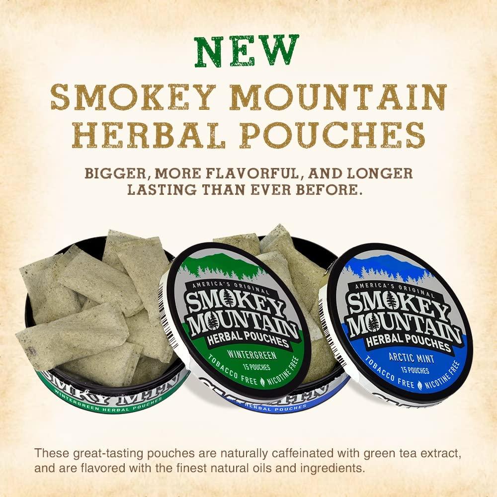 smokey mountain non tobacco Nicotine-Free Smokey Mountain Pouches - Wintergreen Flavor - 10 Cans, 15  Energy Pouches Per Can | Buy Now with Express International Delivery