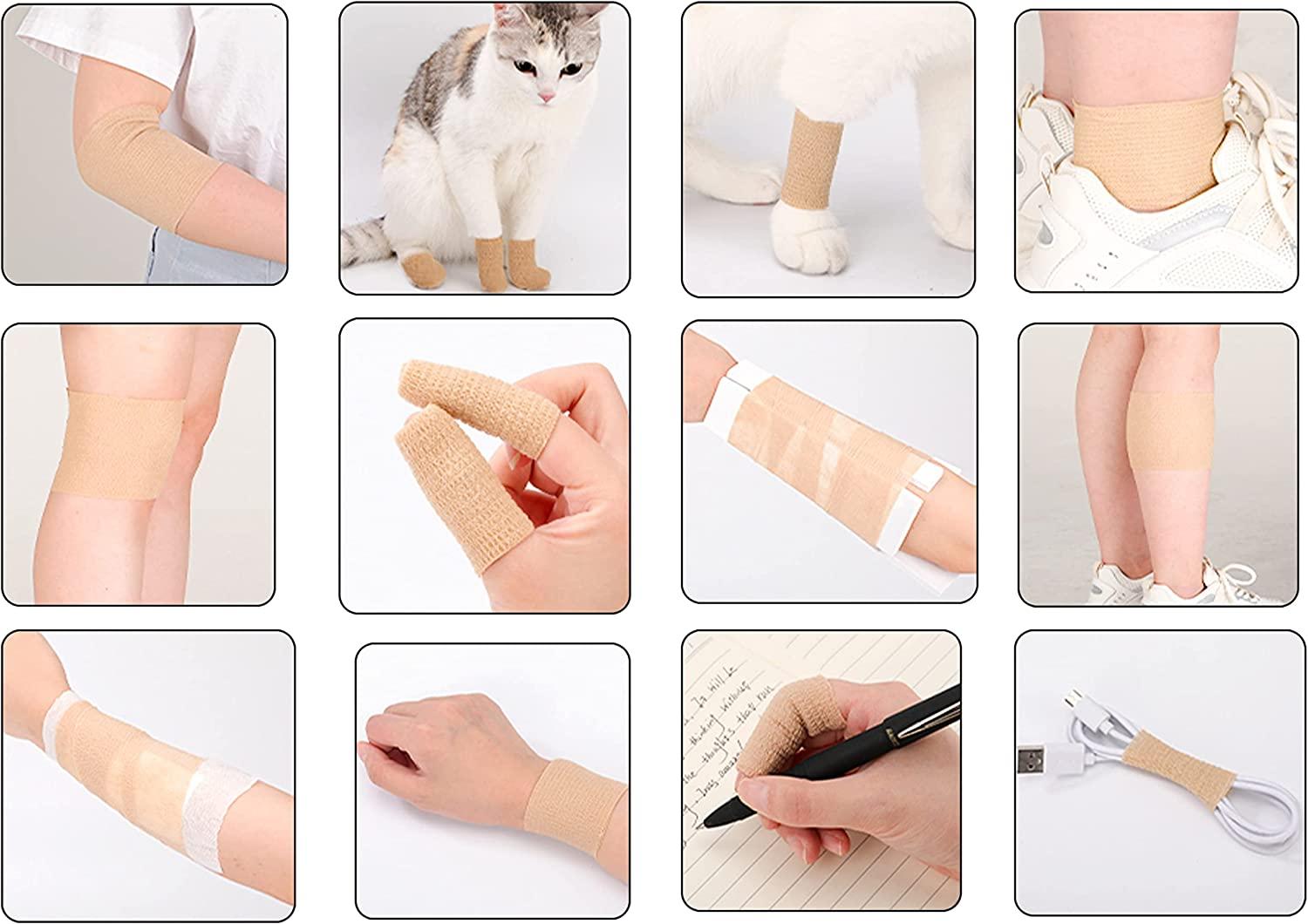 Breathable Self-Adhesive Wrap - 24 Pack, 2 Inch X 5 Yards, Athletic Cohesive Bandage For Sports, First Aid, Pets