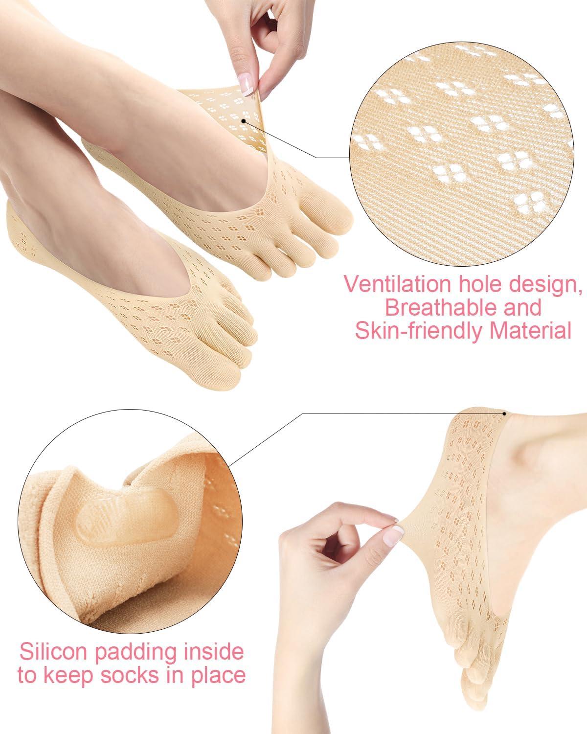 6 Pair Bunion Relief Socks Toe Alignment Socks Compression Toe Socks No  Show Low Cut Liner Five Finger Socks Toe Separator Sock for Women Men Bunion