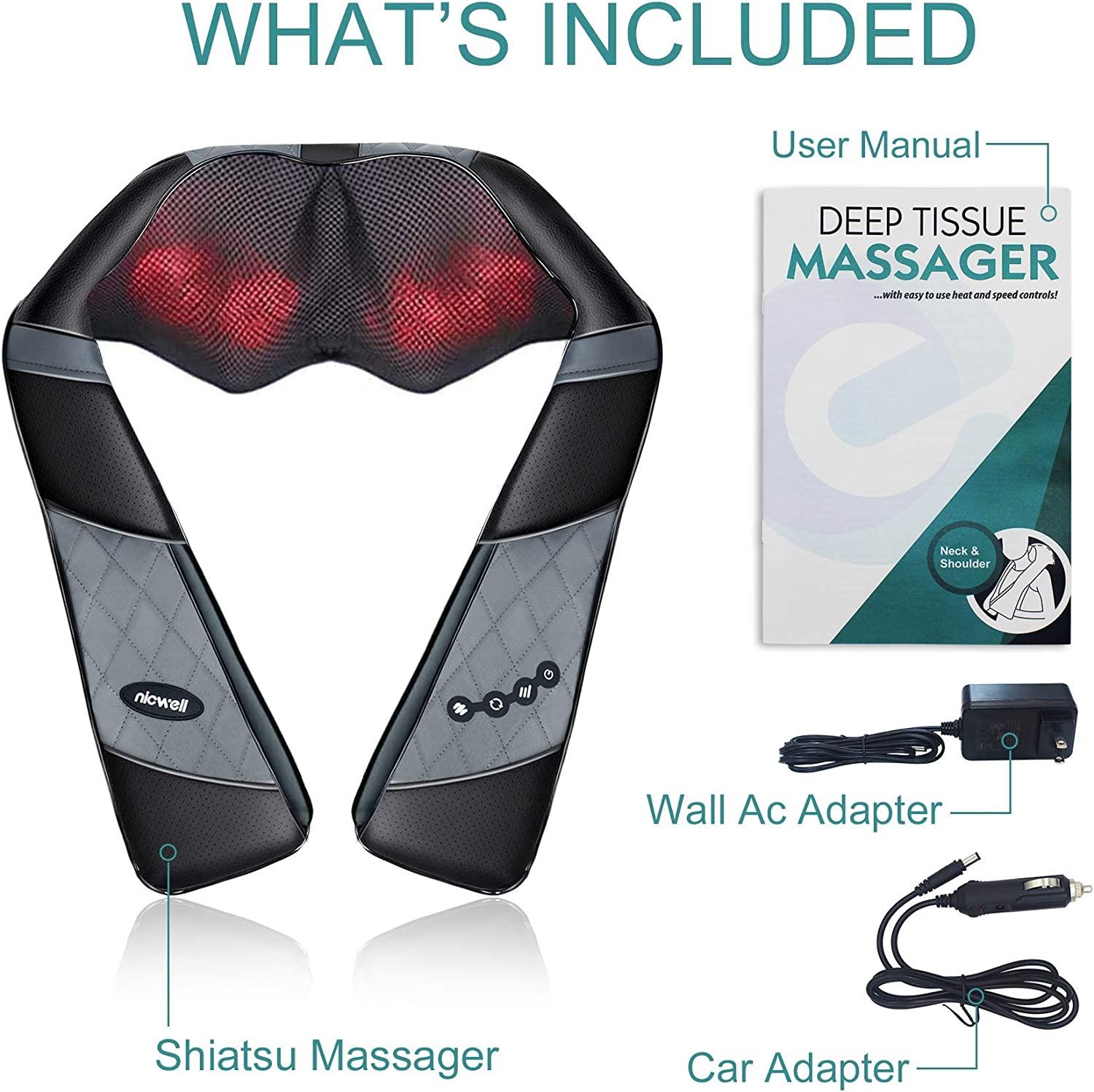 Massagers for Neck and Back with Heat, Nicwell Shiatsu Back and