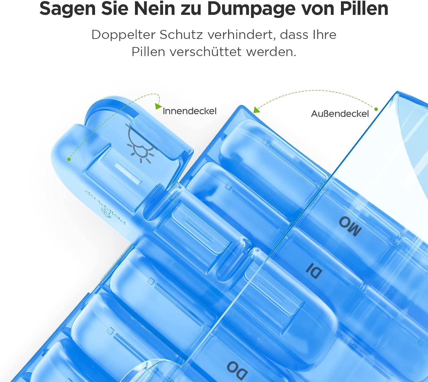 Buy Auvon 7-Day Pill Organizer - BPA-Free Medication Box With Large Compartments For Vitamins & Fish Oil - Stylish Black Design | Buy Now With Express International Delivery - View #6