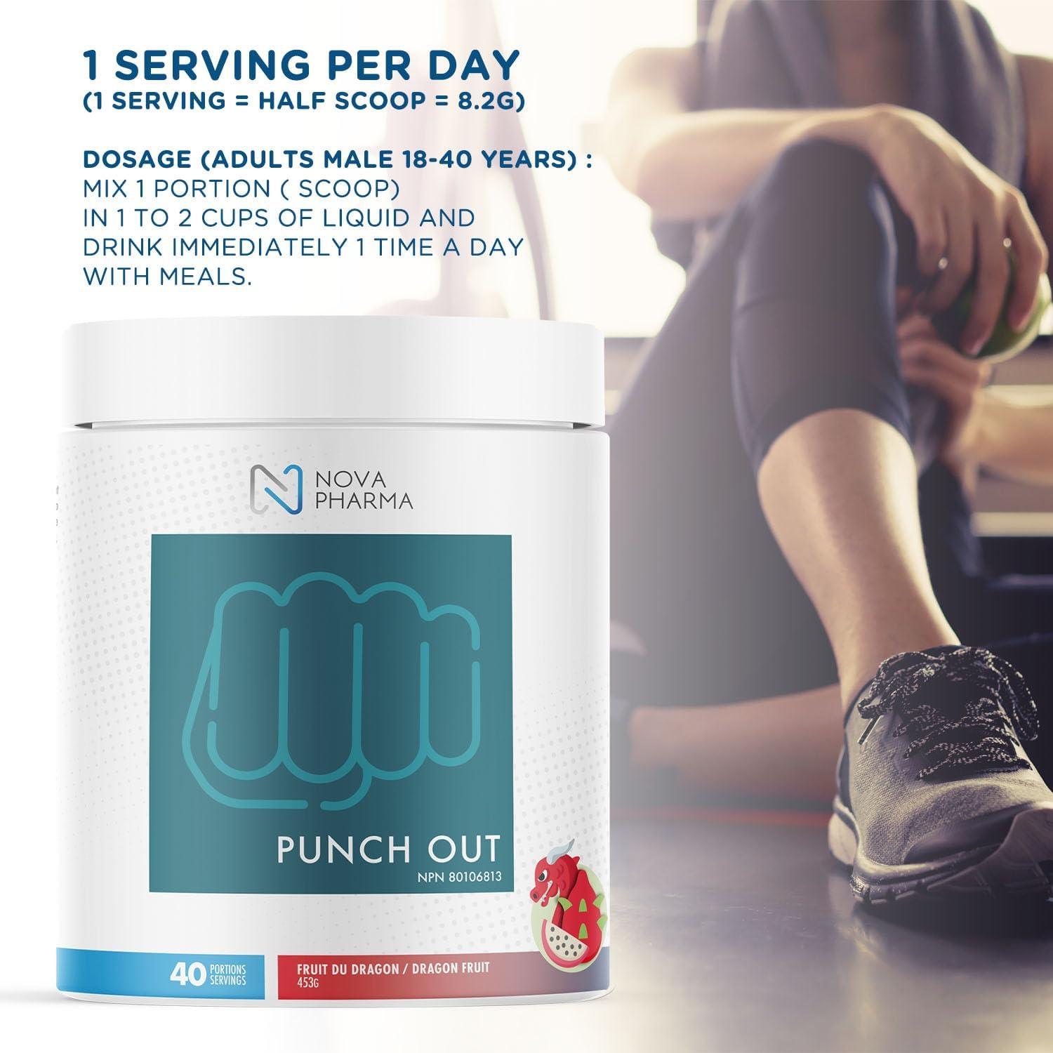 Nova Pharma Punch Out Pre Workout Powder L-Carnitine and Antioxidant-Rich Pre  Workout Supplement Boost Stamina and Endurance for Gym Training and Workouts  - 40 Servings (Dragon Fruit)