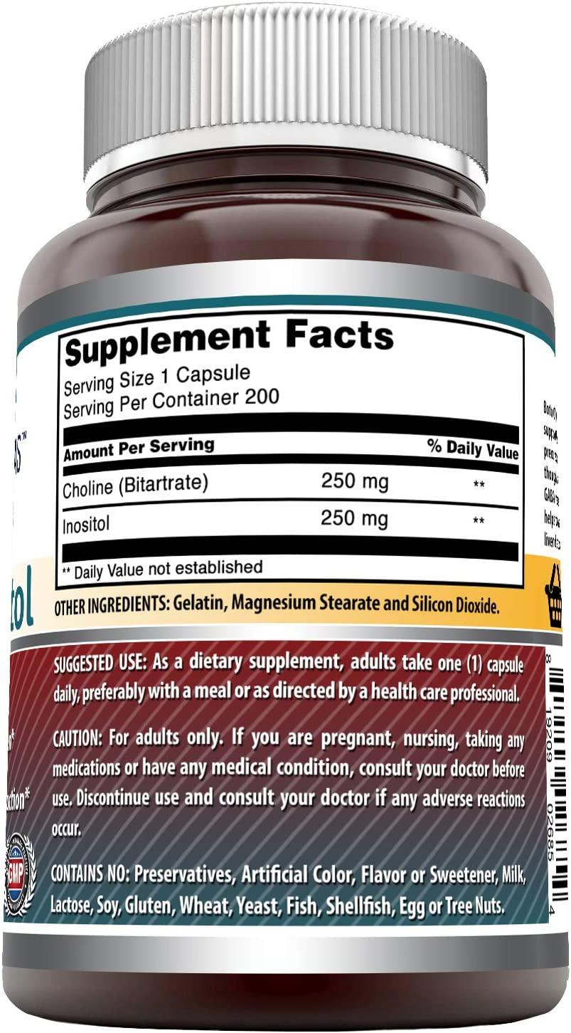 Amazing Formulas Choline Inositol 500 mg 200 Capsules Supports Brain