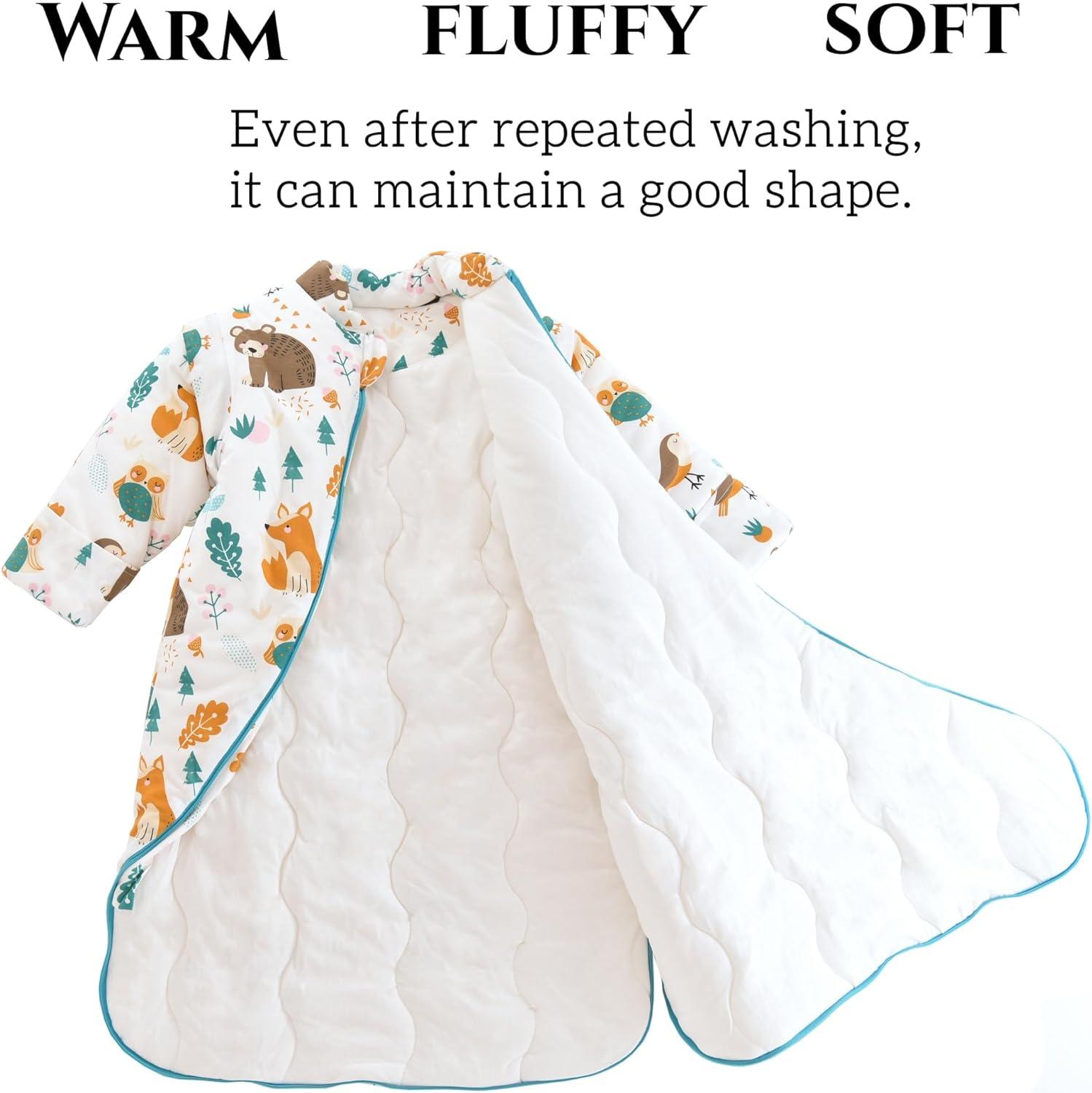 Chilsuessy Babyslaapzak voor het hele jaar, 2,5 TOG-slaapzak voor peuters, mouwloos, winterslaapzak met instelbare lengte, natuurlijk katoen, kat en vis, 90 cm, babyhoogte 80-95 cm