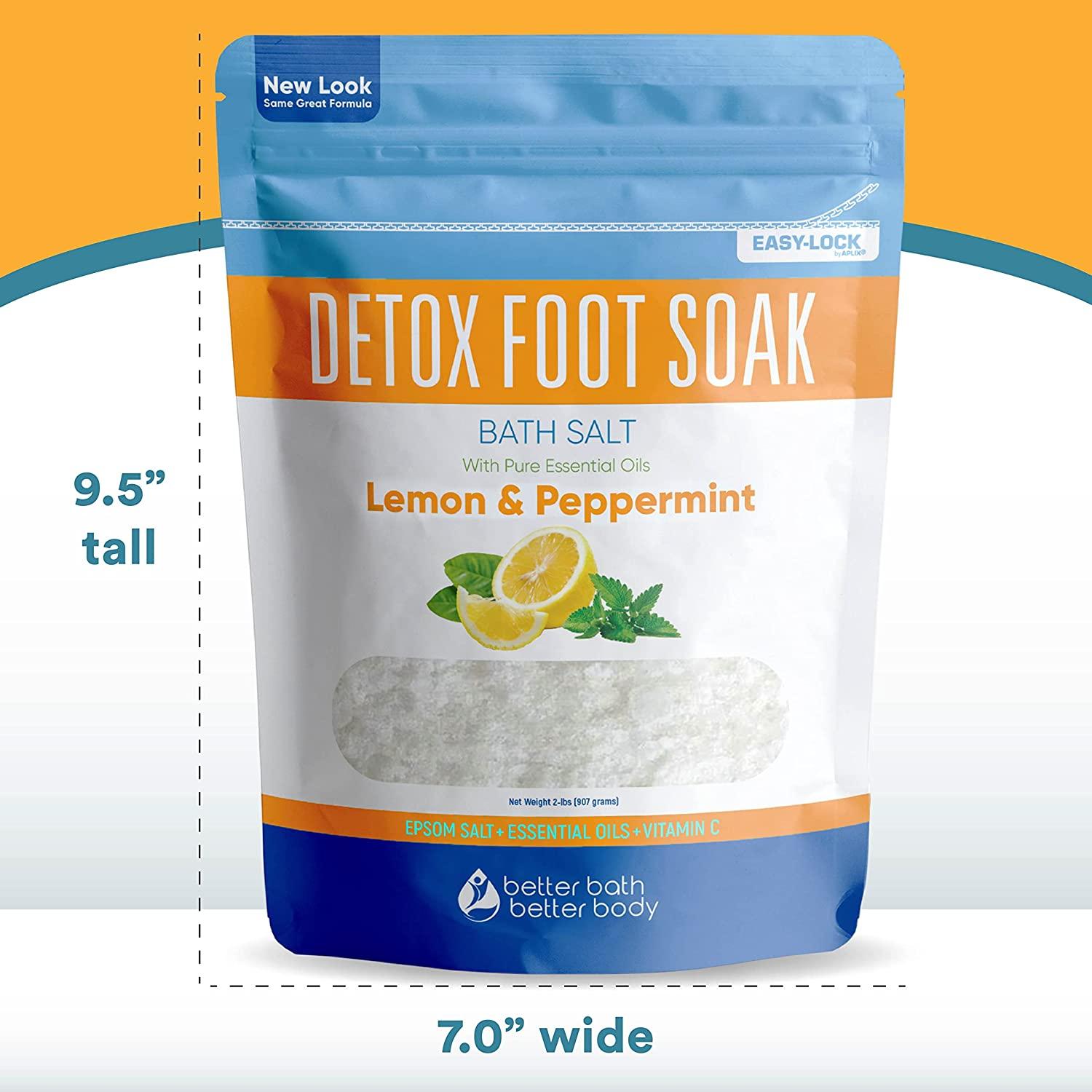 Detox Foot Soak Salts 32 Ounces with Lemon, Peppermint, Lavender