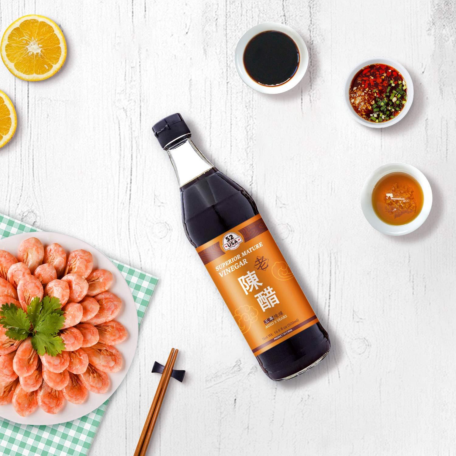 52USA Chinese Black Vinegar, 3 Years Mature Aged Black Rice Vinegar