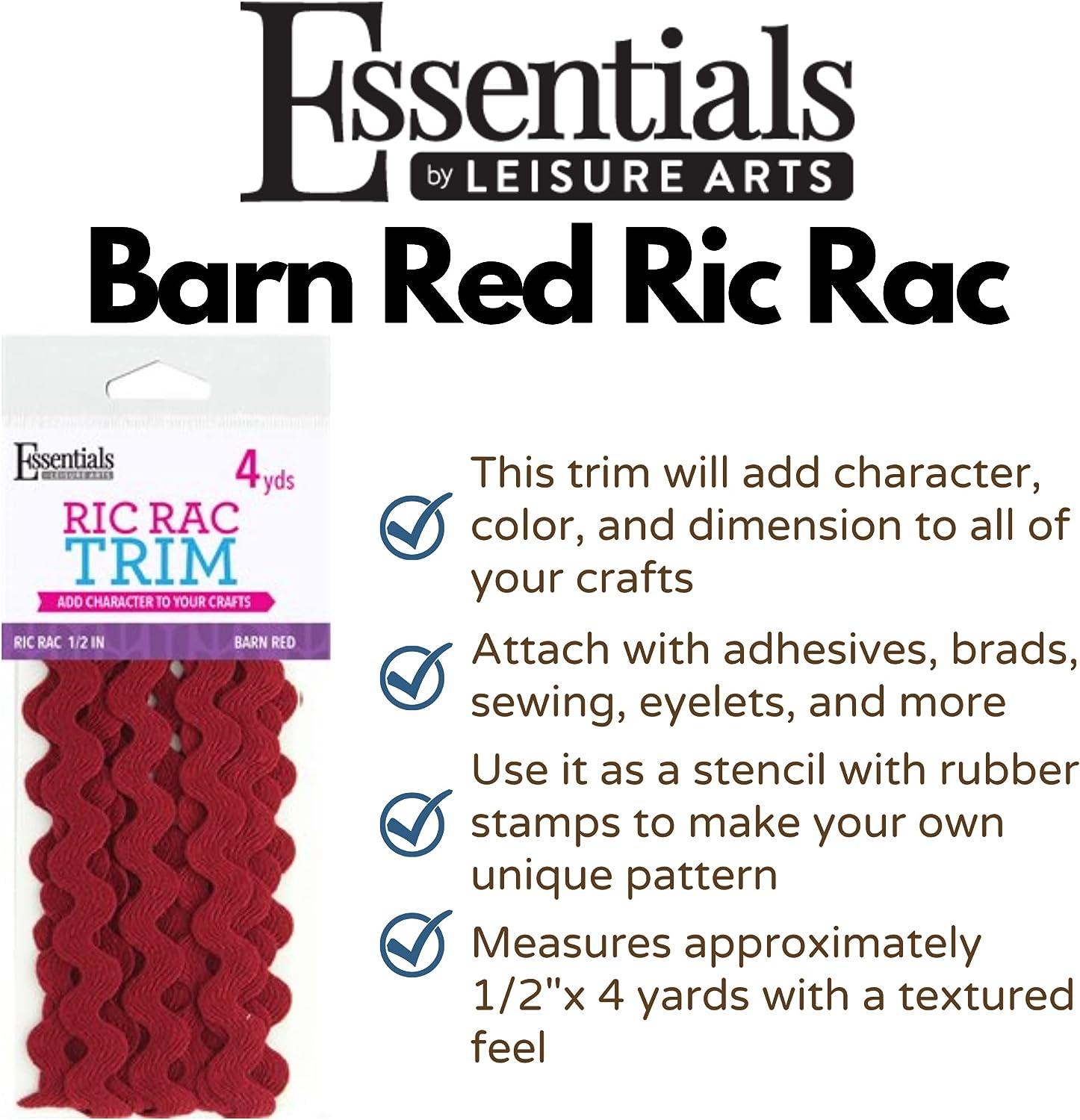 Essentials By Leisure Arts RIC Rac 1/2 4 Yards Barn Red - Rick