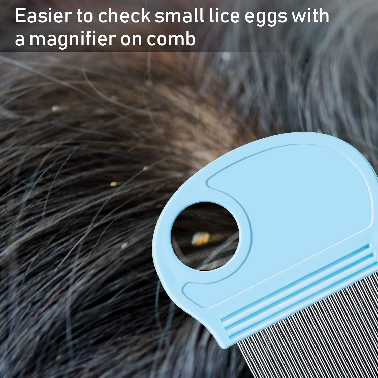6 Pieces Head Lice Remover Nit Removal Hair Comb with Magnifier, Fine Metal  Teeth Tool for Dogs Cats Pet Human Grooming and Removing Dandruff Flakes/Lice  Eggs (Sky Blue)