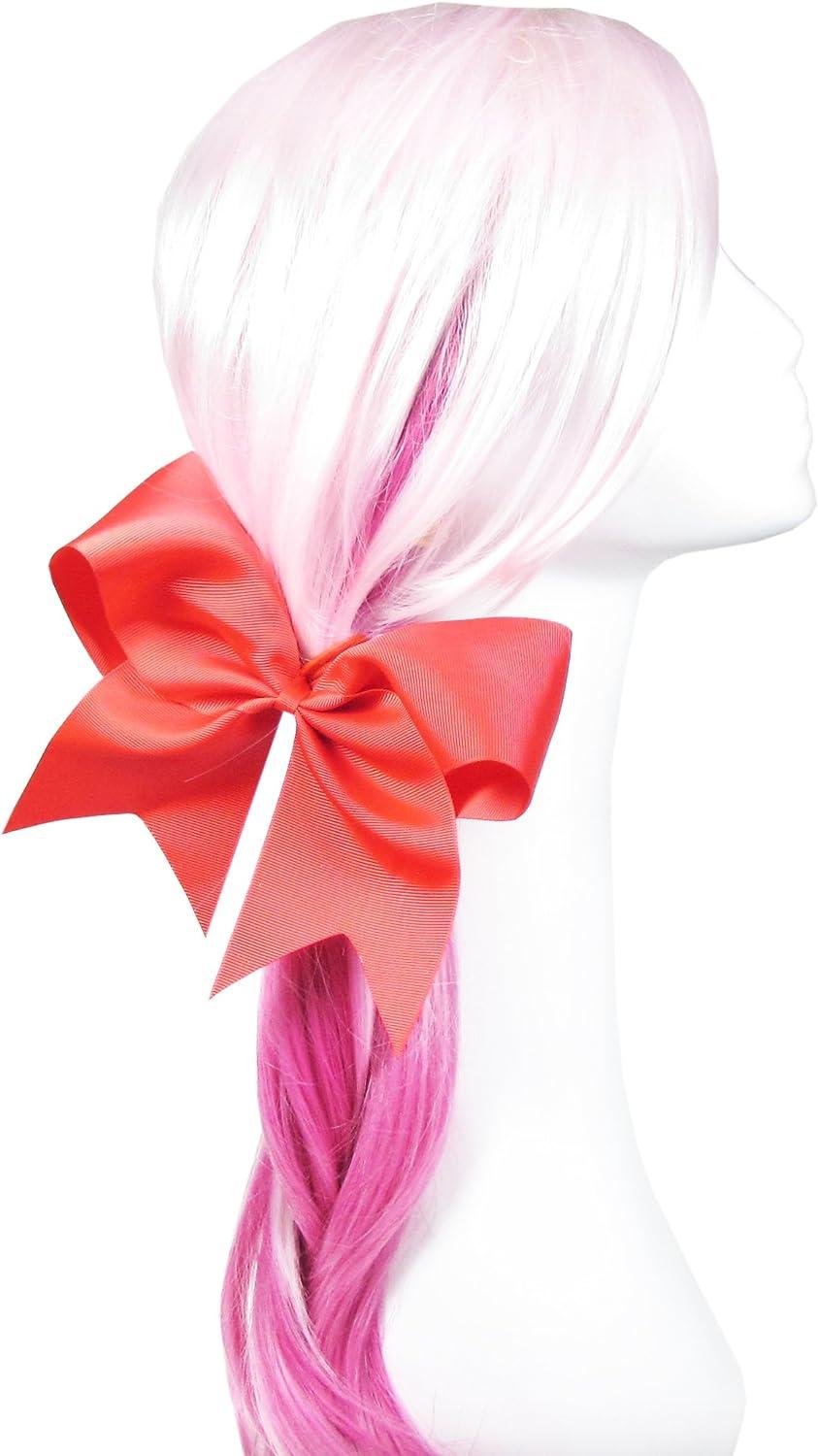 7 Inch Breast Cancer Awareness Cheerleader Bow Pink Ribbon Hair Bow  Ponytail Holder Elastic Cheerleader Hair Band Hair Accessories for for  Teens Women