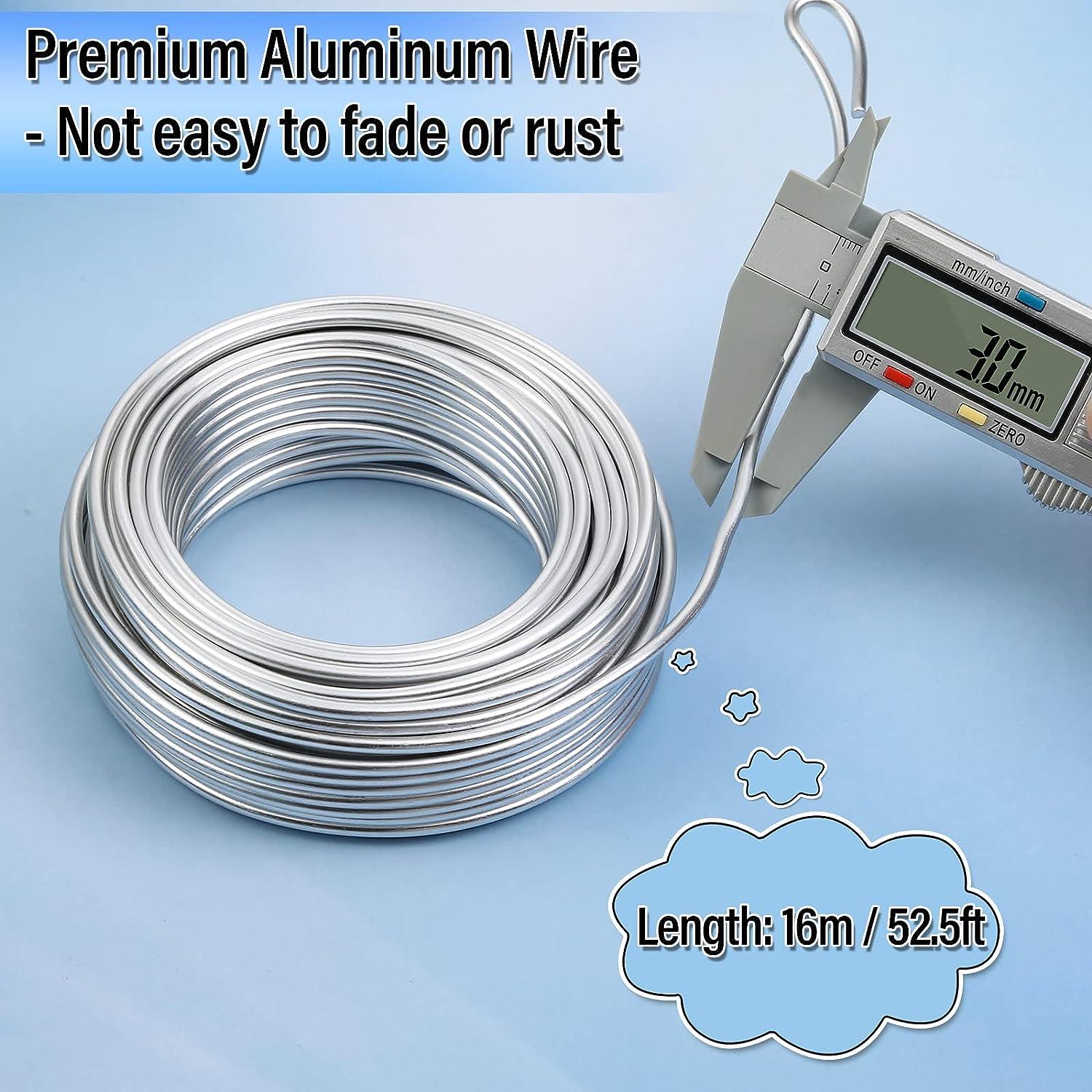 3mm Craft Wire for Sculpting 52 Ft Aluminum Wire Bendable Thick Metal Wire  for Bonsai Trees Floral Armature Wire Weaving Wrapping Clay Models Dolls  DIY Jewelry Making (9 Gauge Thickness) 3 mm silver 1