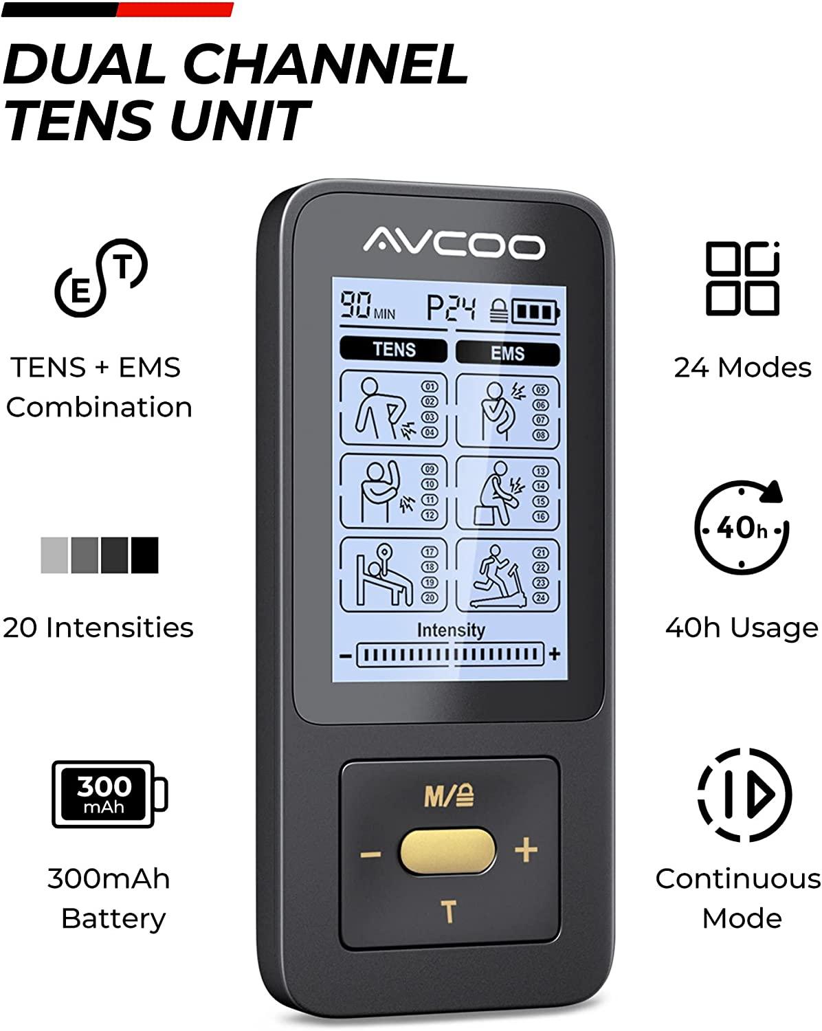 AVCOO Portable 24 Modes TENS EMS Unit 