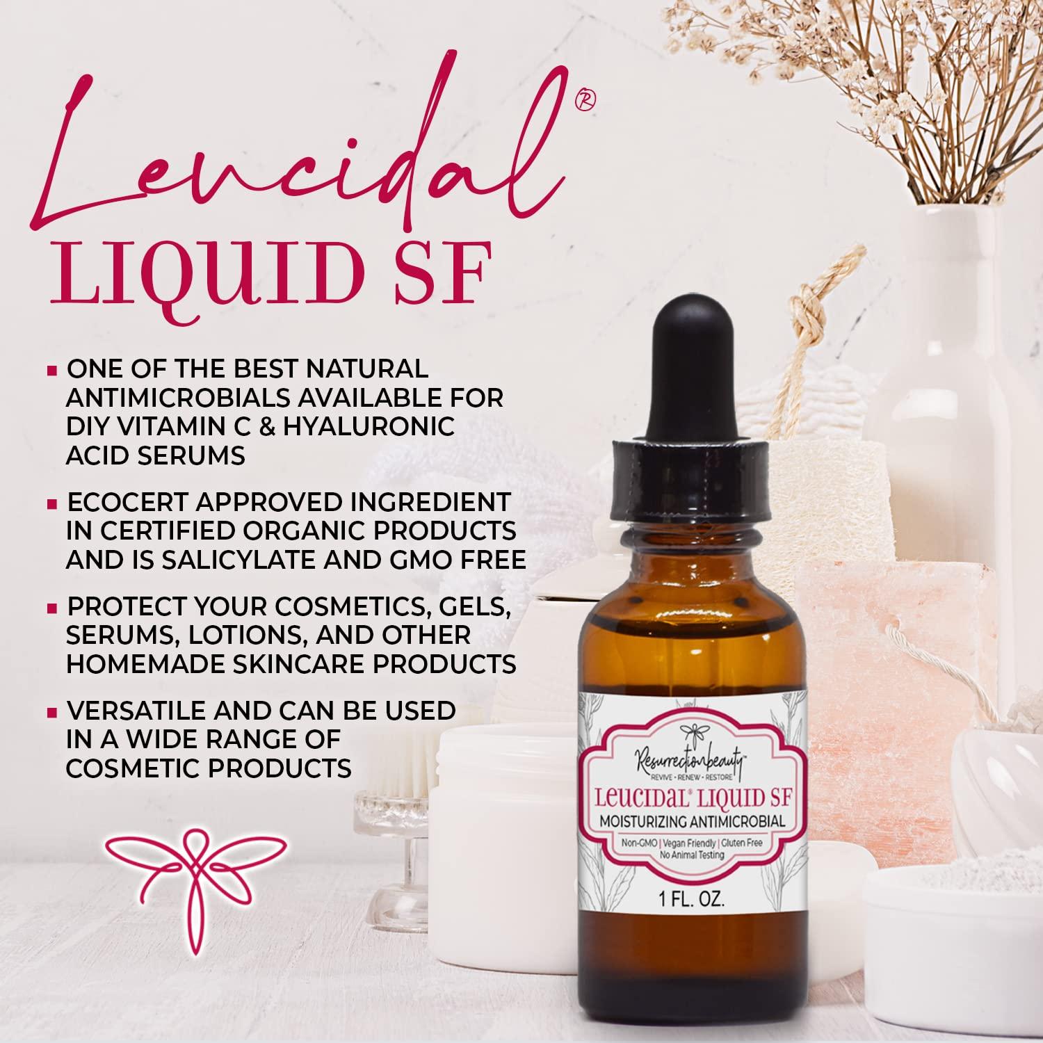 Leucidal Liquid SF, Natural Moisturizing Ingredient for DIY Vitamin C  Ascorbic Acid & Hyaluronic Acid Powder Serum Facial Lotion & Other Cosmetic  Making Formulations 1 oz
