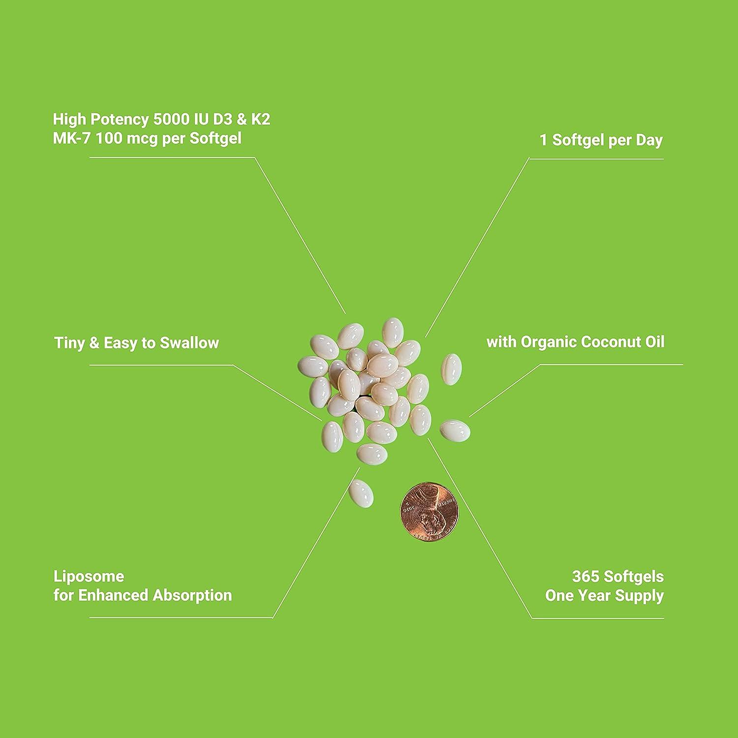 UpNourish Magnesium Glycinate and Liposomal Vitamin D3 K2 Bundle