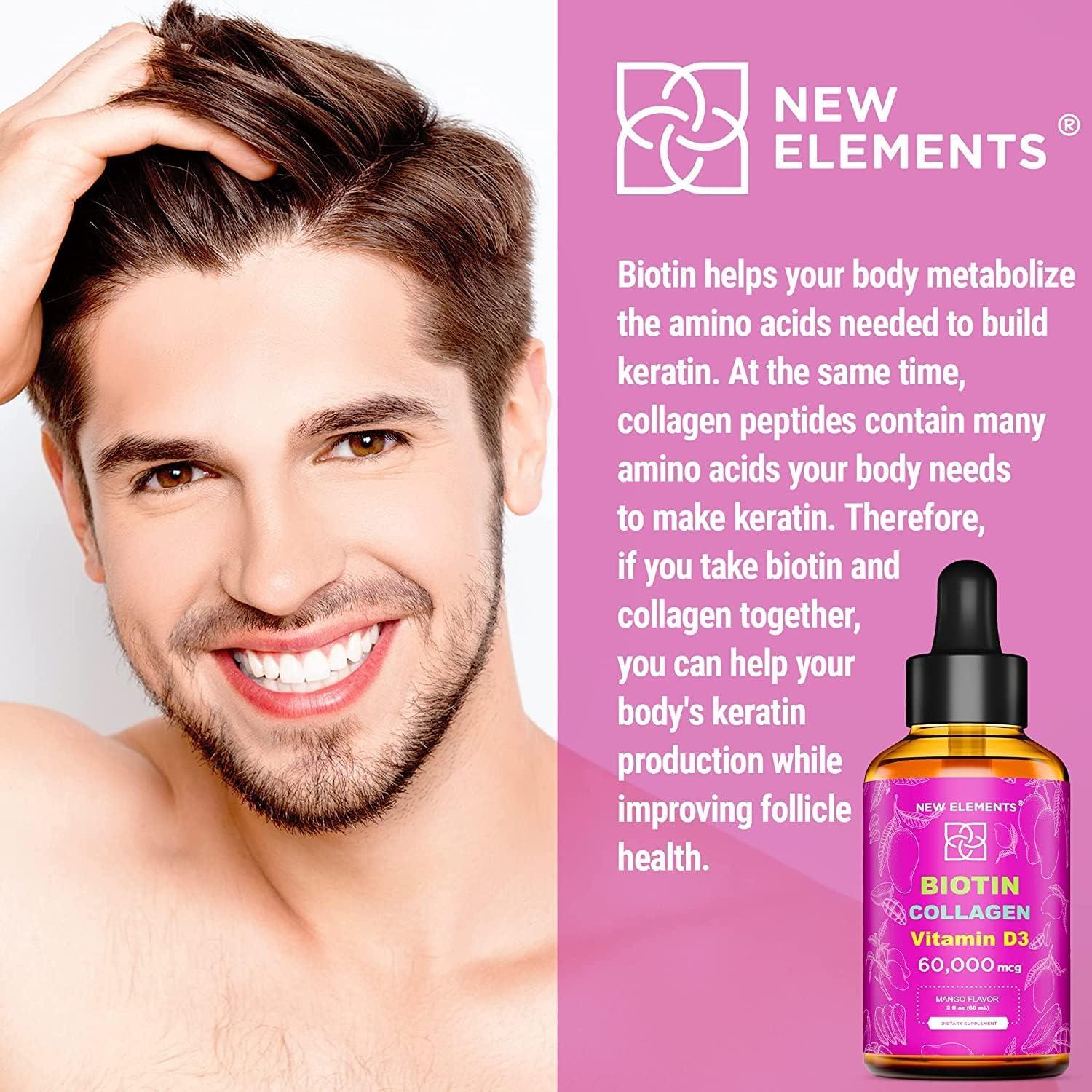 Biotin Collagen Peptides with Vitamin D3 for Hair Growth 60,000mcg