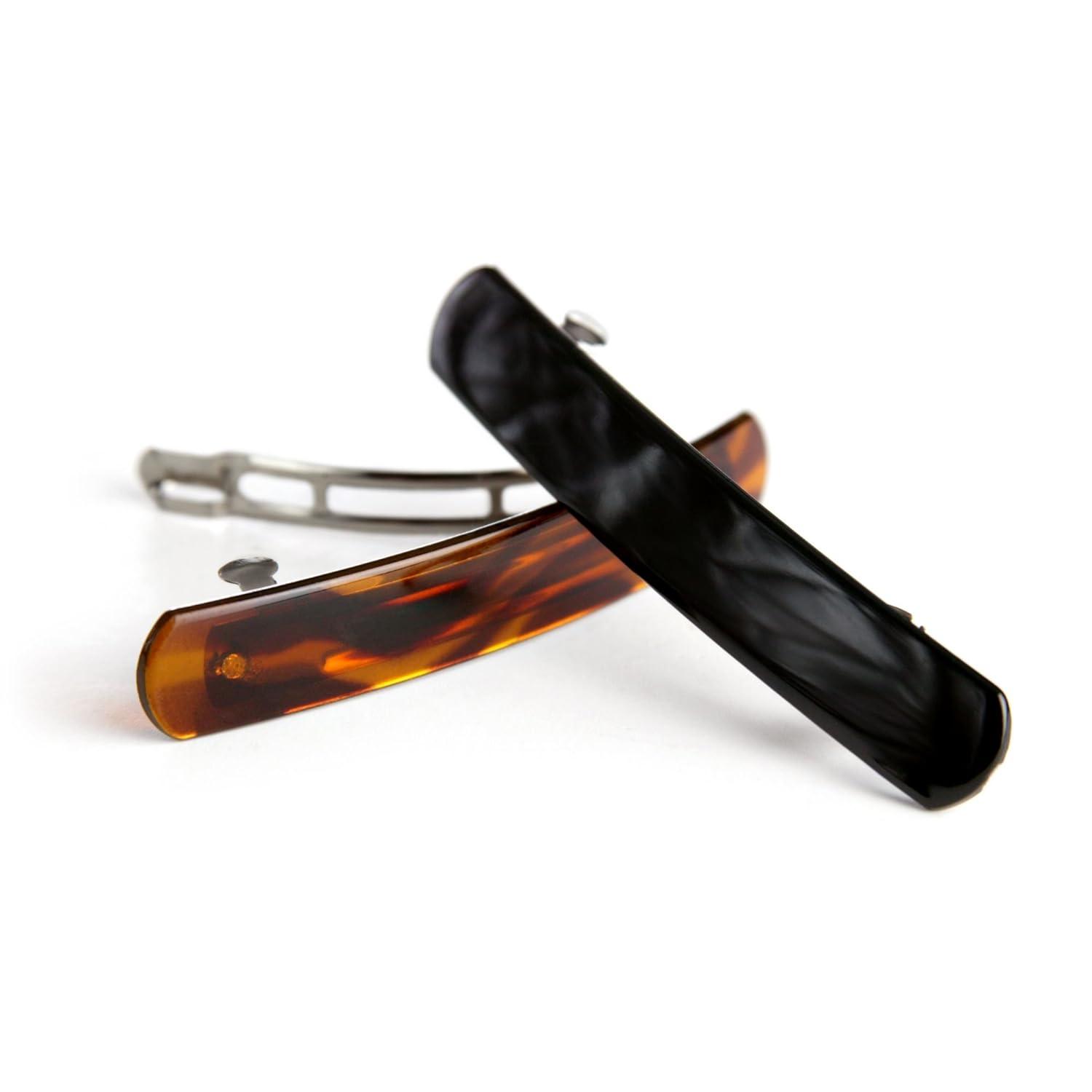 GOODY Classics Rounded Hair Barrette Black & Tortoise 3 Pack