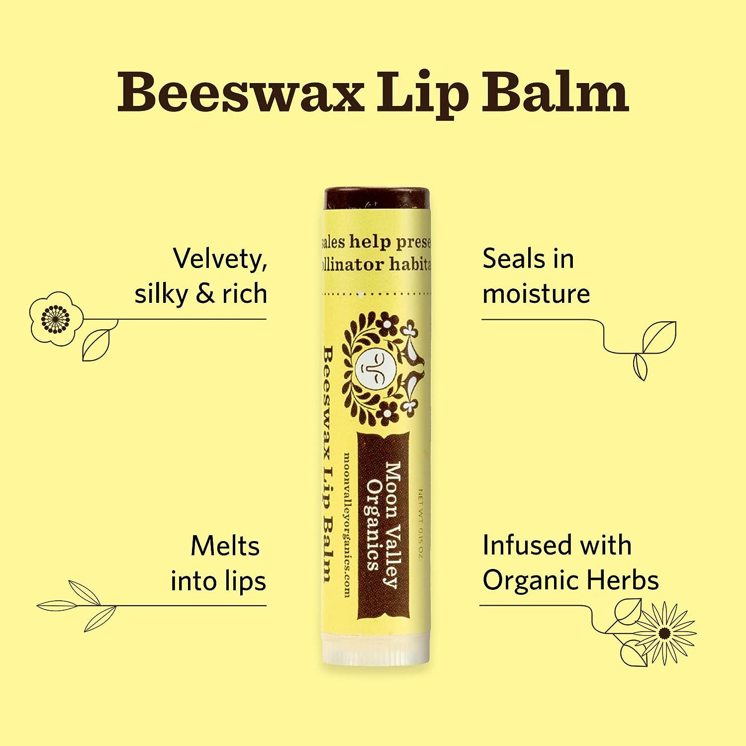 Moon Valley Organics Beeswax Lip Balm for Moisturizing Lips and