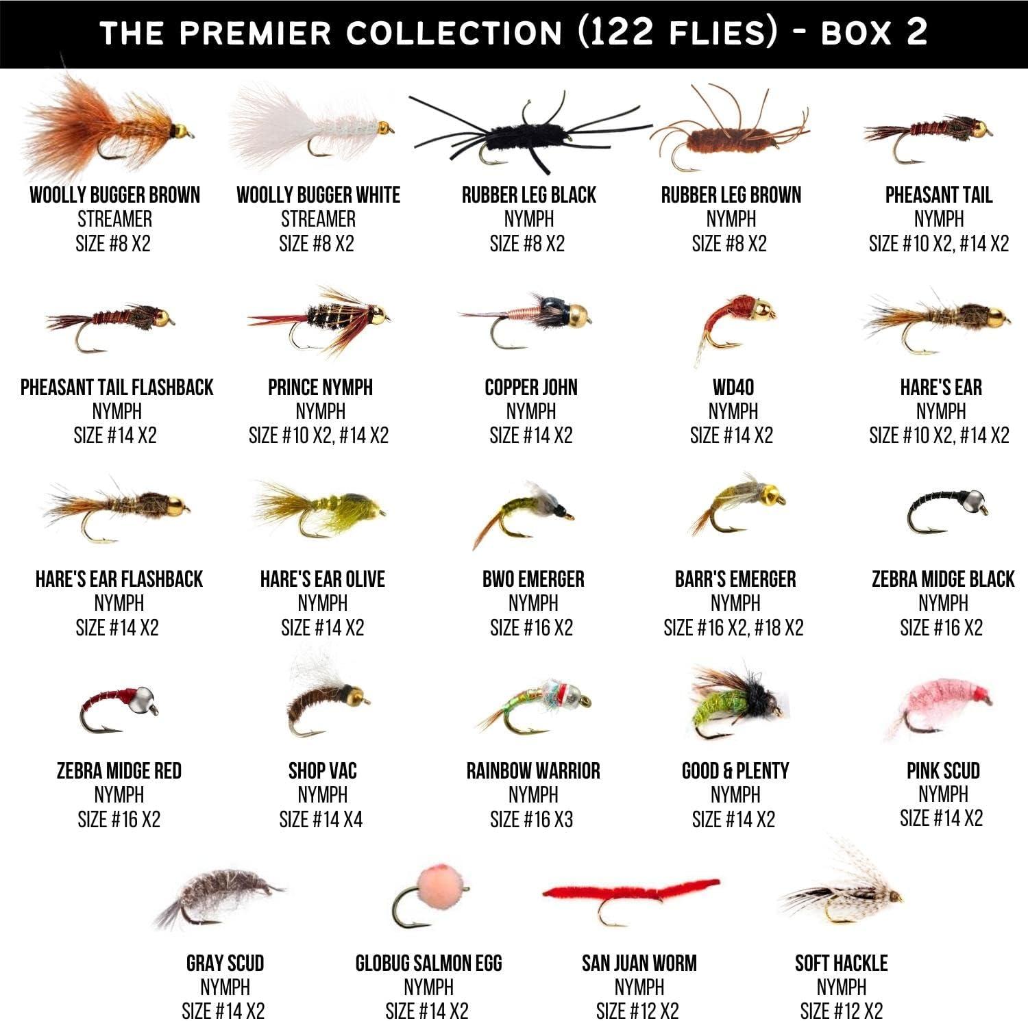 Ventures Fly Co., 122 Premium Hand Tied Fly Fishing Flies Assortment, Two Fly  Boxes Included, Dry, Wet, Nymphs, Streamers, Wooly Buggers, Terrestrials
