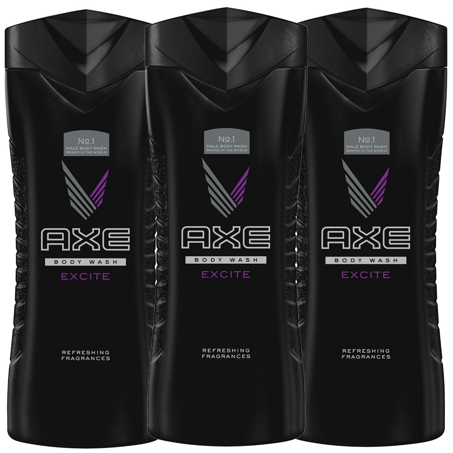 Axe Refreshing Body Wash Shower Gel, Excite, Pack of 3, (13.52 Fl. Oz