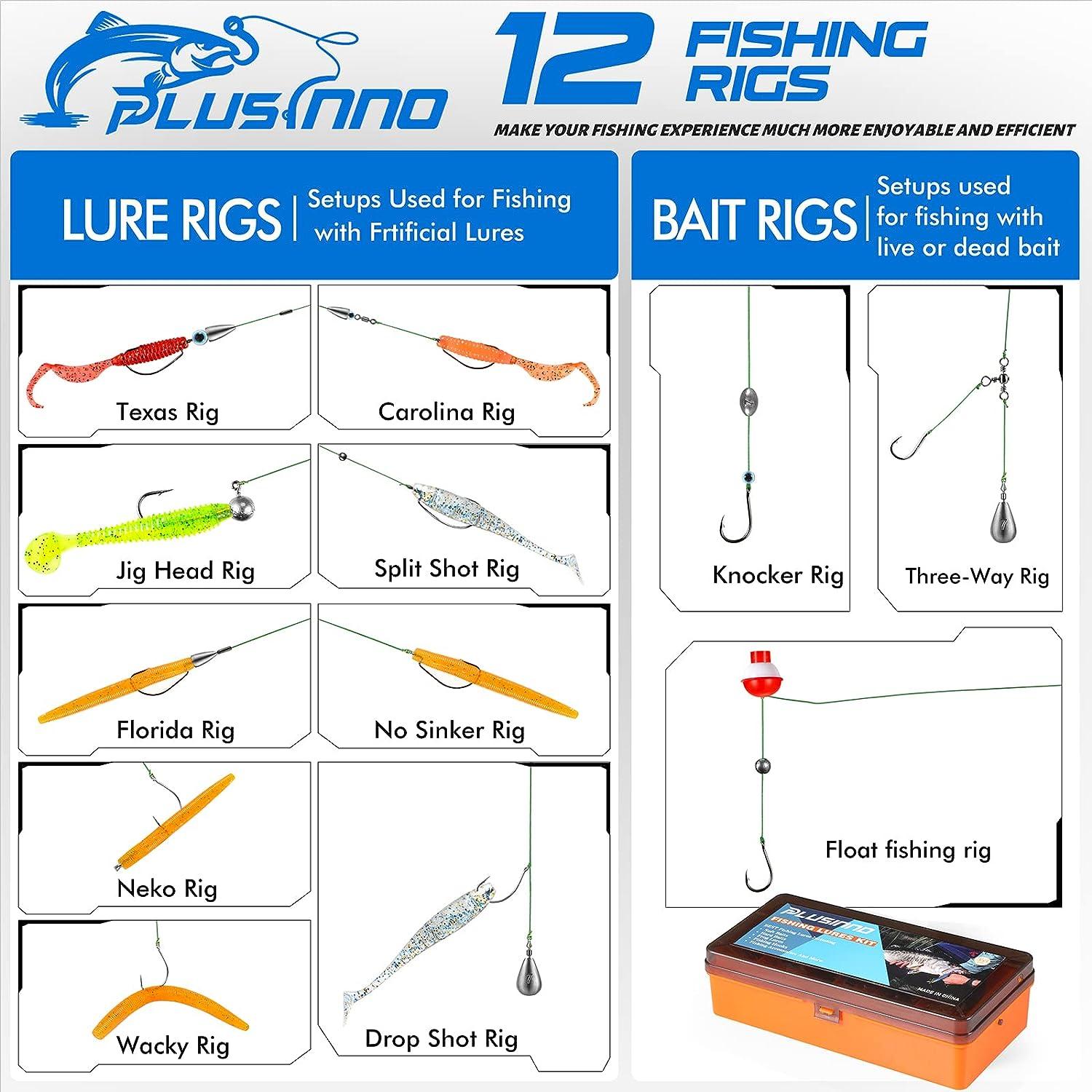 PLUSINNO Fishing Lures for 12 Rigs, Fishing Tackle Box with Tackle