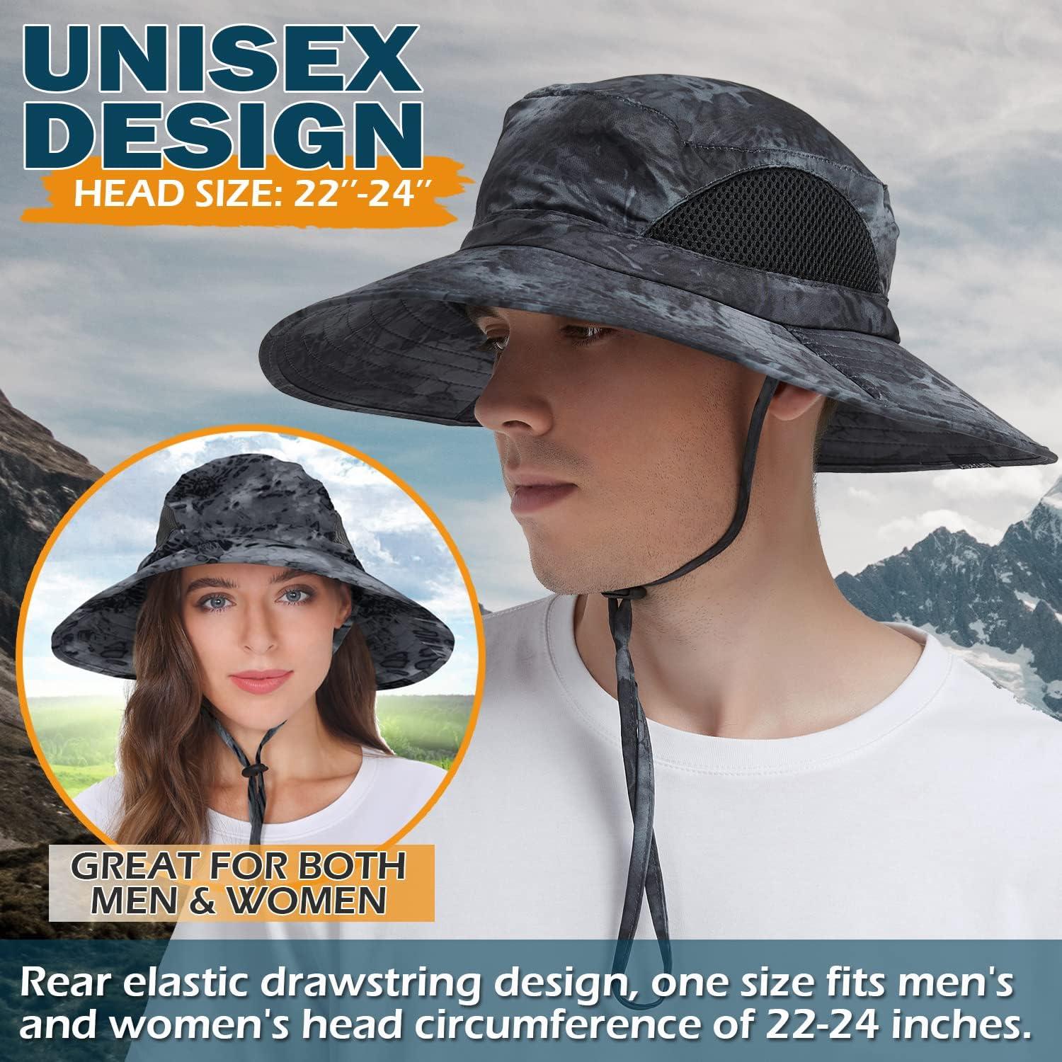 EINSKEY Sun Hat for Men/Women, Waterproof Wide Brim Bucket Hat Foldable  Boonie Hat for Fishing Hiking Garden Safari Beach 05 Dark Grey (Camo) One  Size