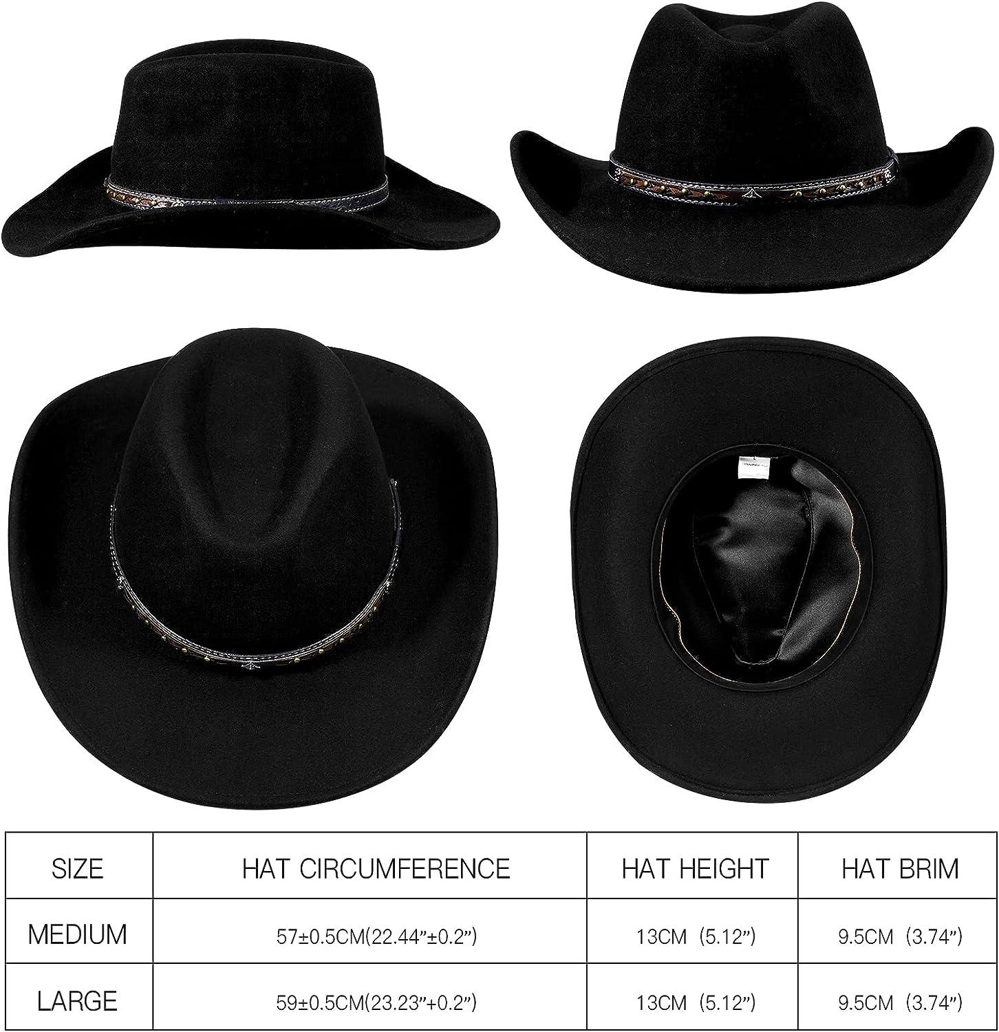 MIX BROWN Wool Felt Cowboy Hat with Wide Brim for Men and Women