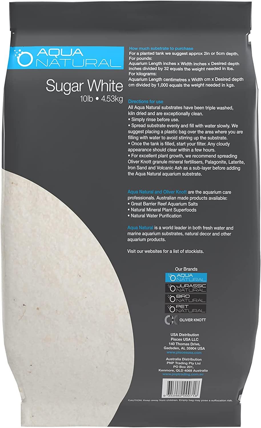 AquaNatural Sugar White Sand 10lb Substrate for aquascaping, Aquariums