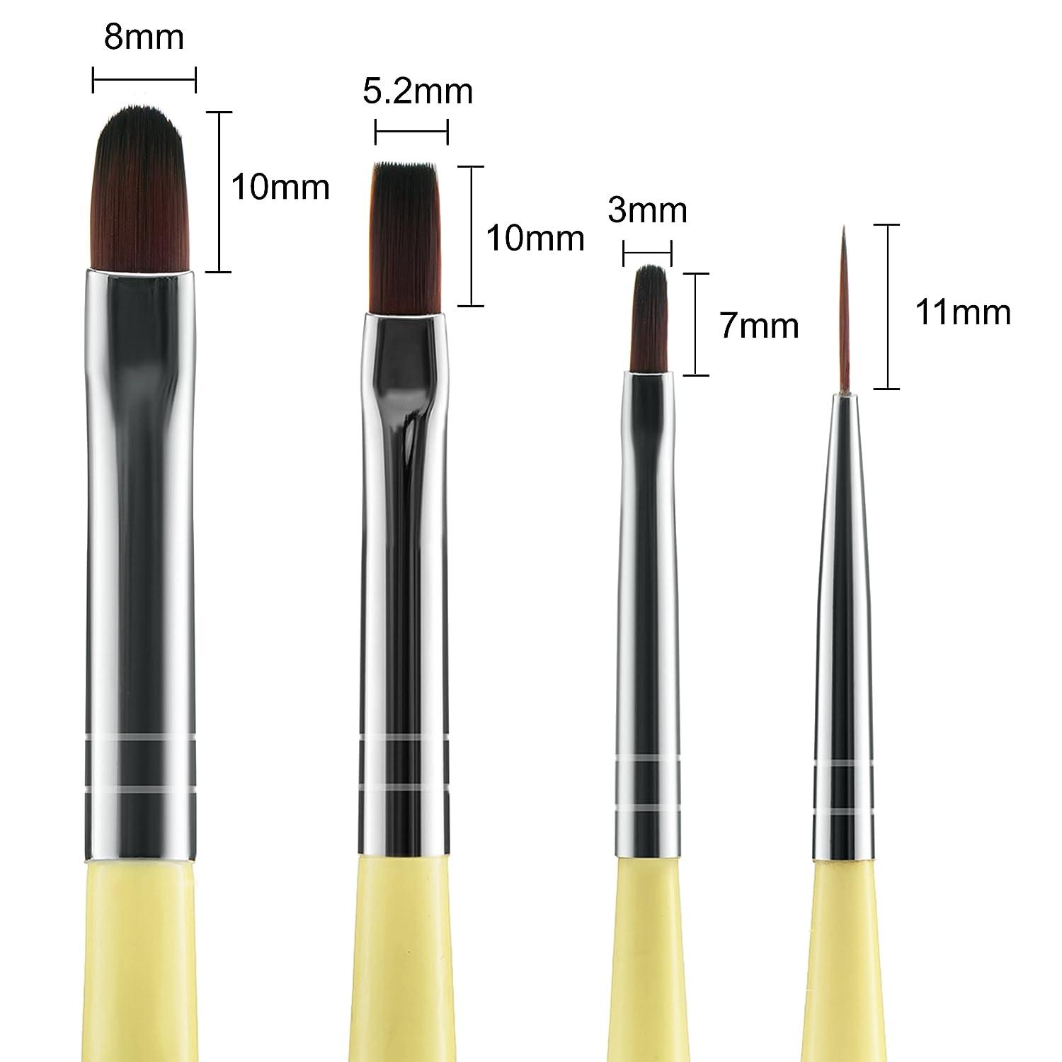 5 Pcs Nail Art Brushes - Detailer, Liner, Flat, Angled and Fan Brush Set |  ROSE NOIRE