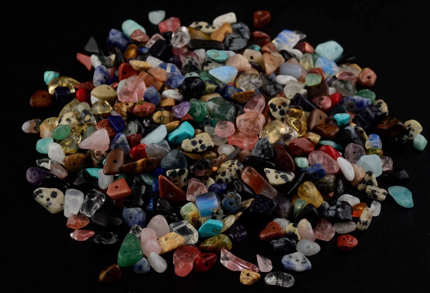 500pcs Natural Chip Stone Beads Multicolor 5mm to 8mm Irregular Gemstone  Healing Crystal Loose Rocks Bead Hole Drilled DIY for Bracelet Necklace