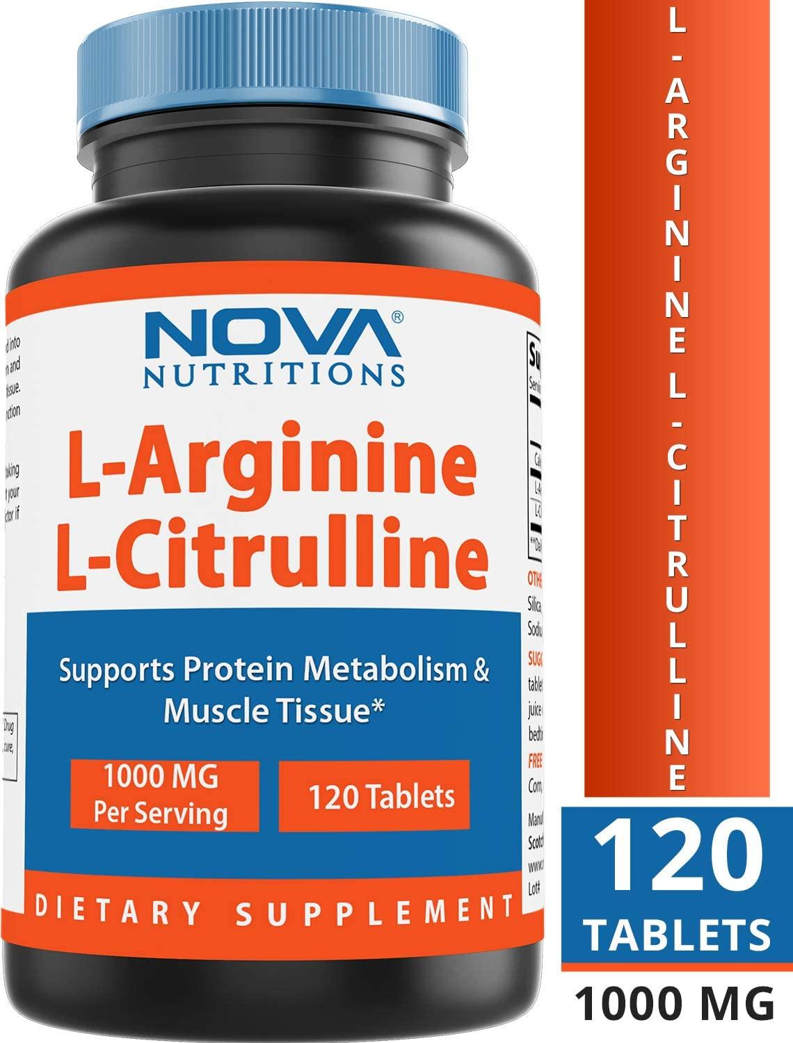 Nova Nutritions LArginine LCitrulline 1000mg Promotes Muscle