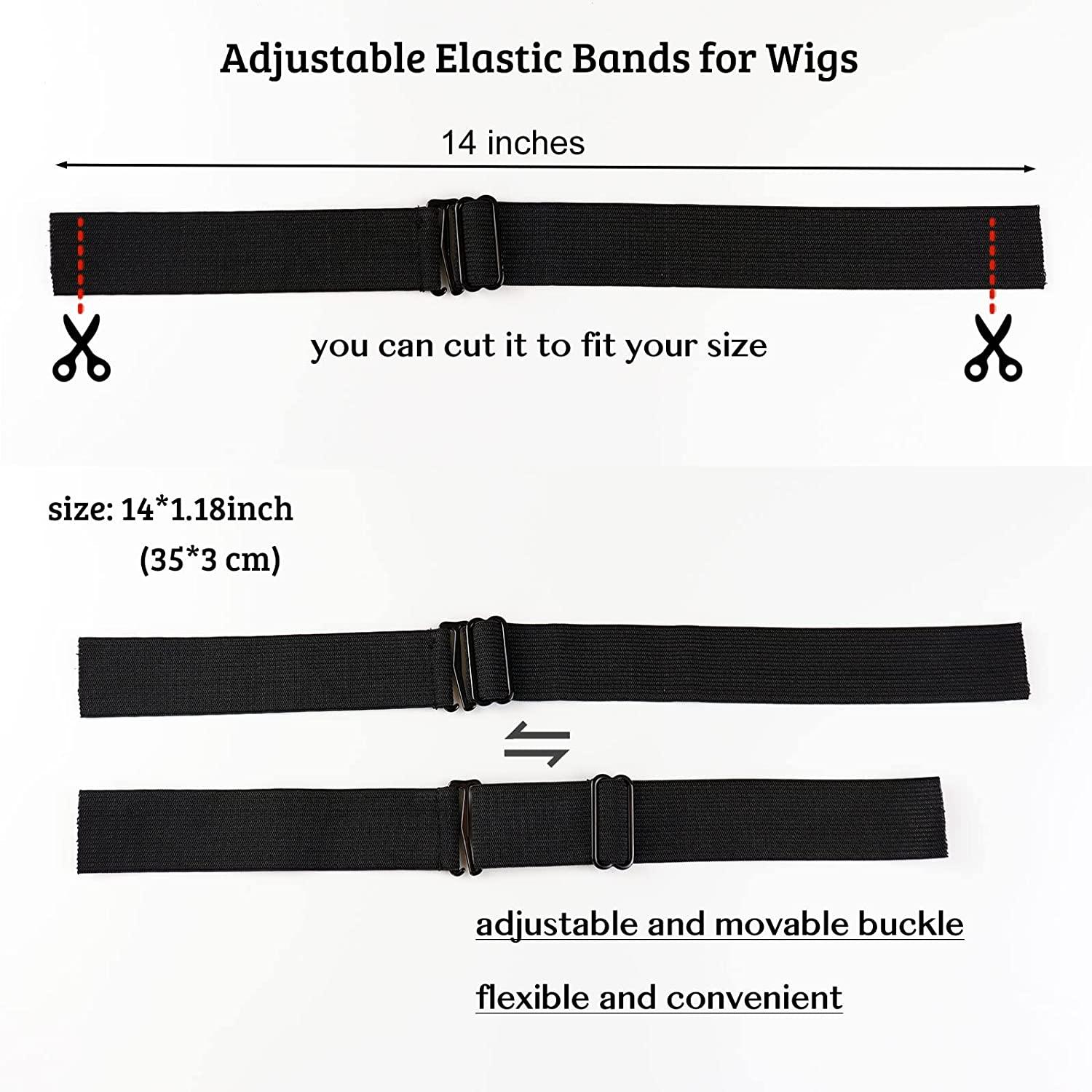 PIESOYRI 6PCS Elastic Bands for Wig Edges, Adjustable Wig Bands for Keeping  Wigs in Place, Secure Wig Band for Lace Front, Adjustable Wigs Straps 14,  Thick and Stretchy (Width 3.0 CM) 1.18*14