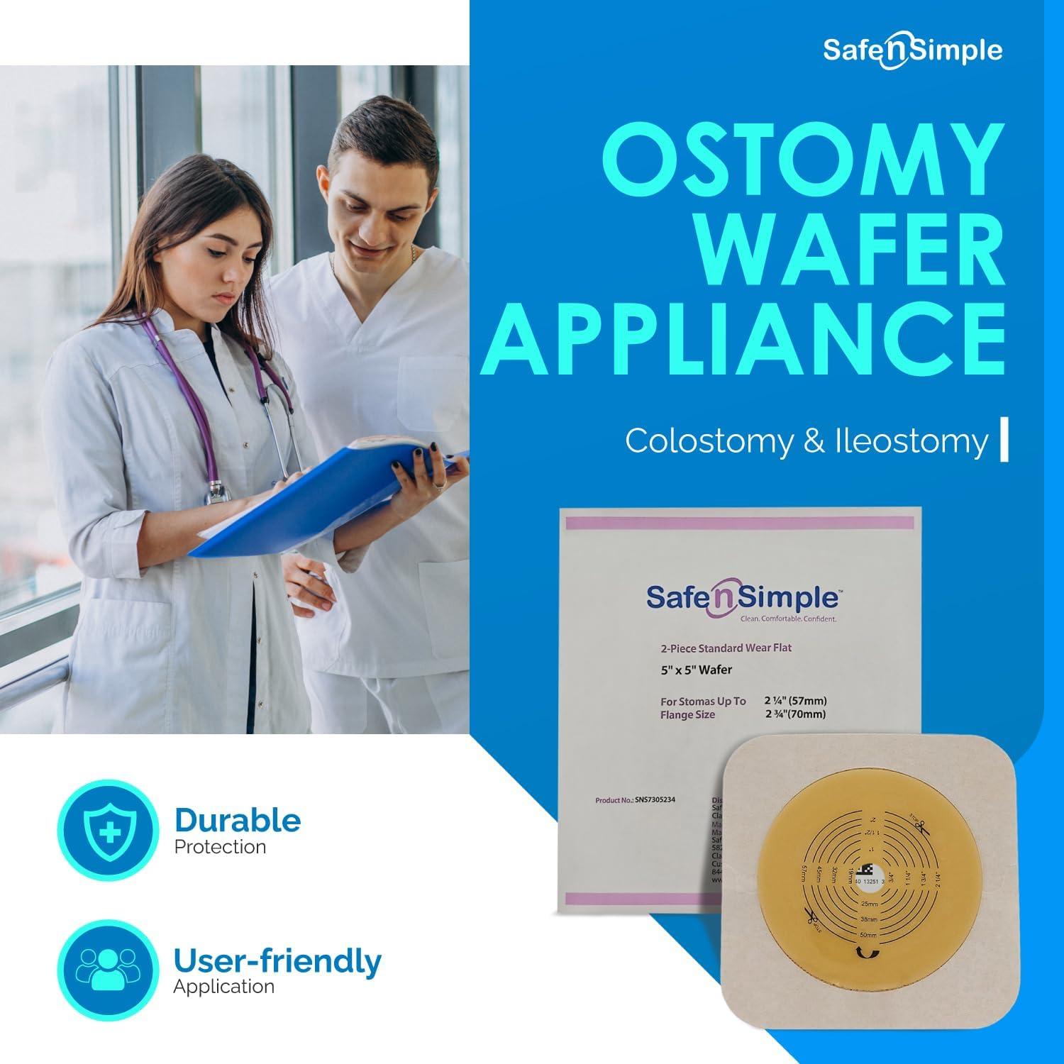 Buy Safe n Simple 5x5 Ostomy Wafers with Tape Collar Standard Wear